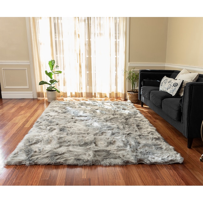 Walk on Me 8 x 10 Shag Faux Fur Gray Indoor Solid Washable Area Rug in the  Rugs department at Lowes.com