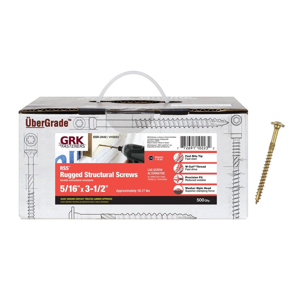 GRK Fasteners 10223 RSS 5/16-in x 3-1/2-in Polymer Exterior Wood screws ( 500 -Per Box )