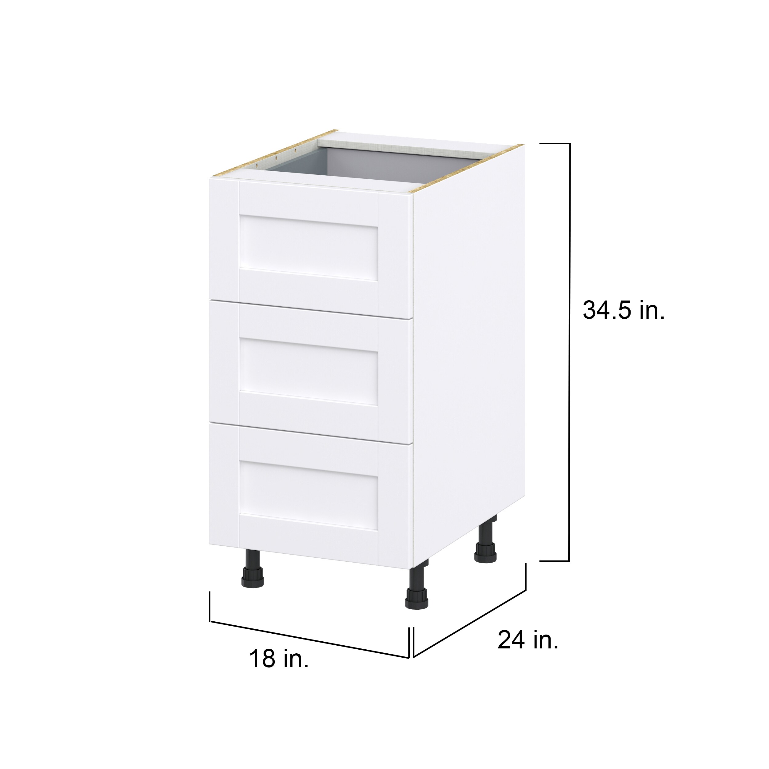 Hugo&Borg Rosemont 18-in W x 34.5-in H x 25-in D Glacier White 4-Drawer Base Fully Assembled Cabinet