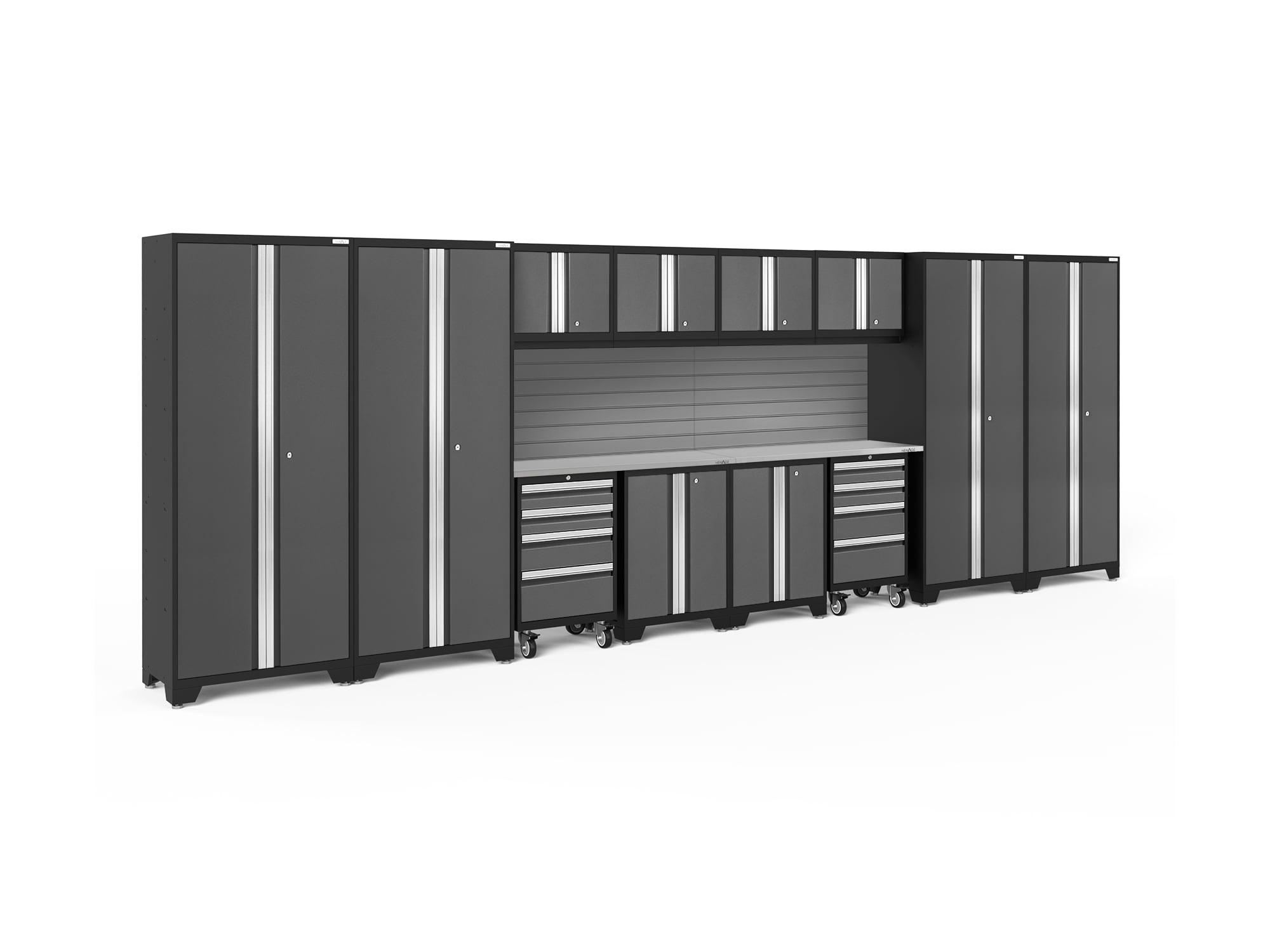 NewAge Products 56135 216.0-in W x 76.75-in H x 18.0-in D 12 -Cabinets Steel Charcoal Gray Garage Storage System
