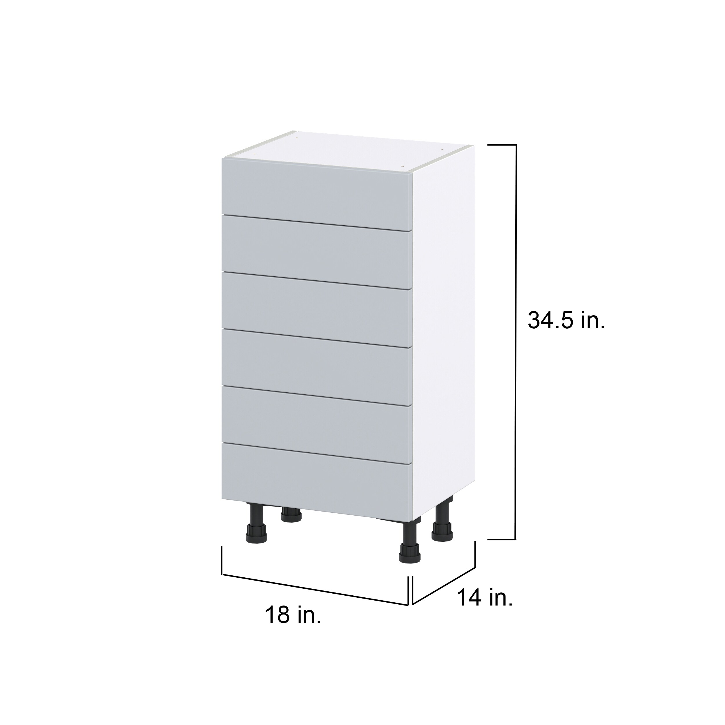 Hugo&Borg Charlesberg 18-in W x 34.5-in H x 14-in D Gray 6-Drawer Base Fully Assembled Cabinet
