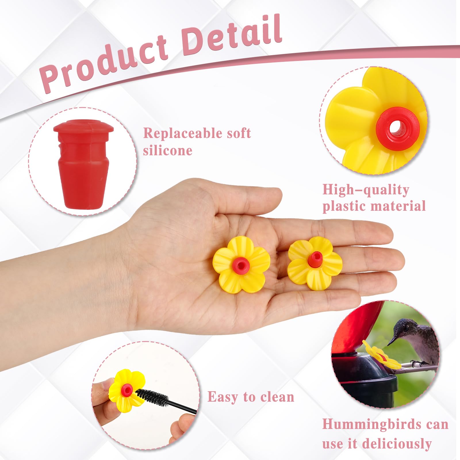 Phewnyzo 16 Piece Hummingbird Feeder Replacement Flowers Yellow Petal ...