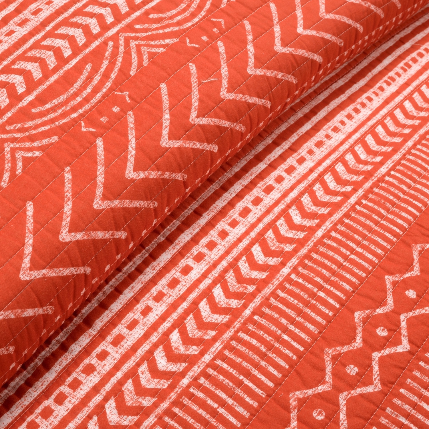 Burnt Orange King Cotton Reversible Quilt Set