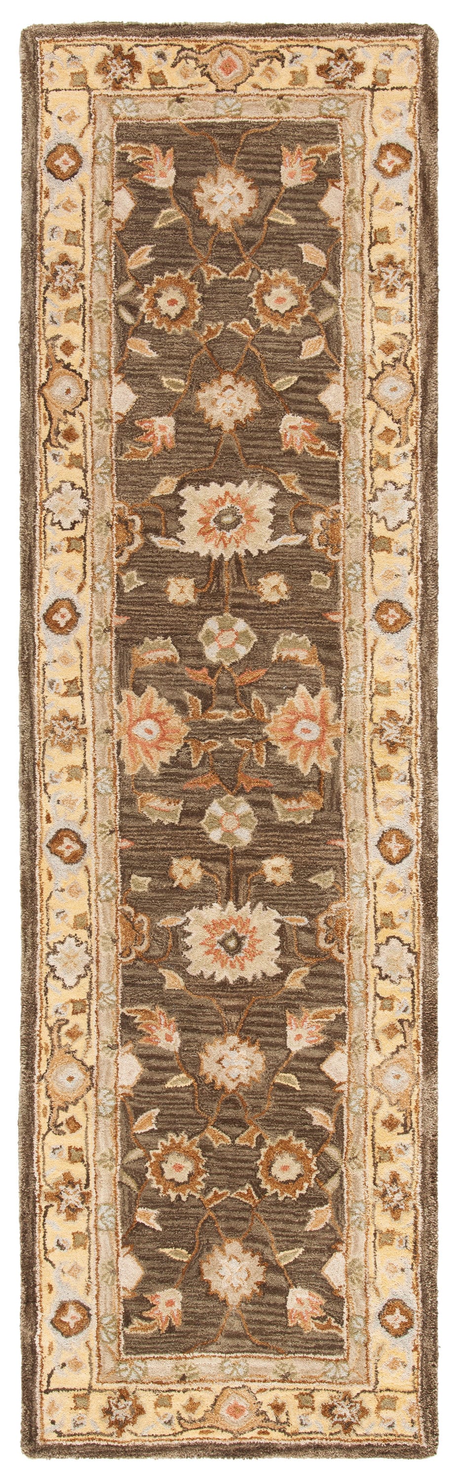 Safavieh AN556C-210 Anatolia Catal 2 x 10 (ft) Tufted Wool Brown/Taupe Rectangular Indoor Floral/Botanical Vintage Runner rug