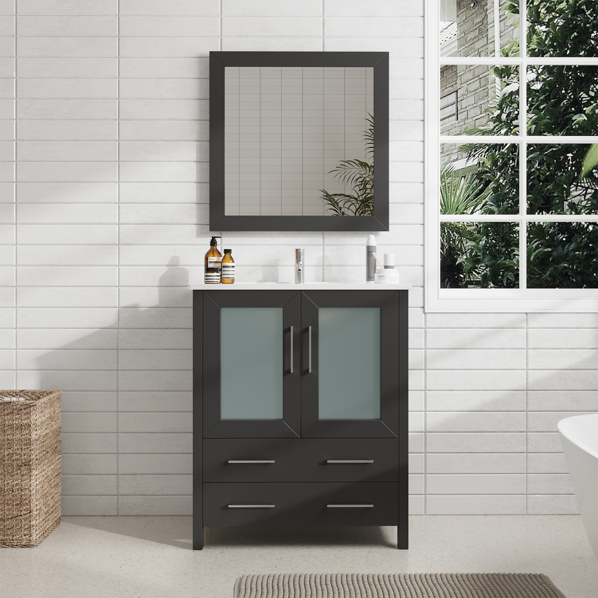 Vanity Art VA3030-E Brescia 30-in Espresso Undermount Single sink Bathroom Vanity with White Ceramic Top (Mirror Included)