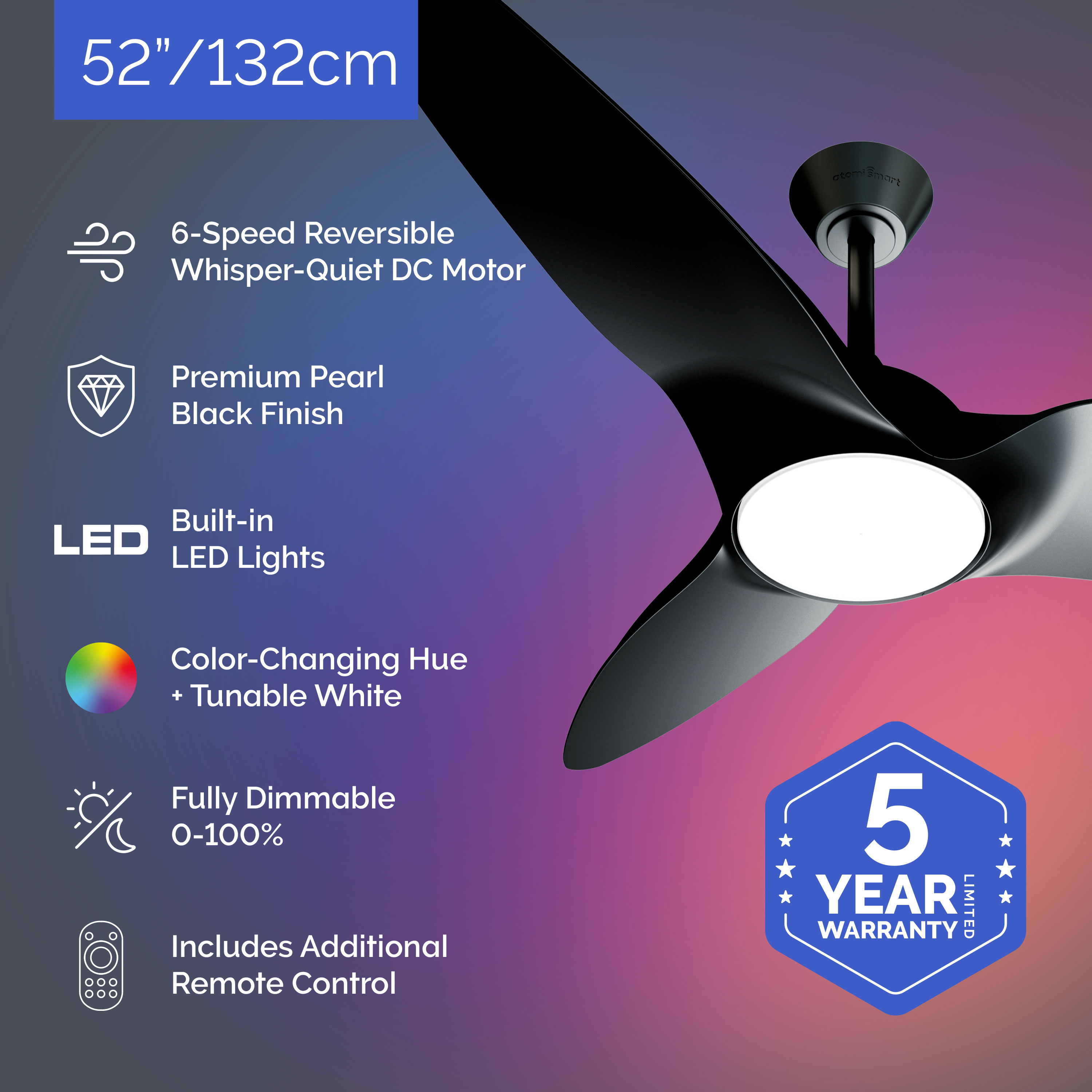 atomi smart AT2005-BB Ceiling-Fans - View #2