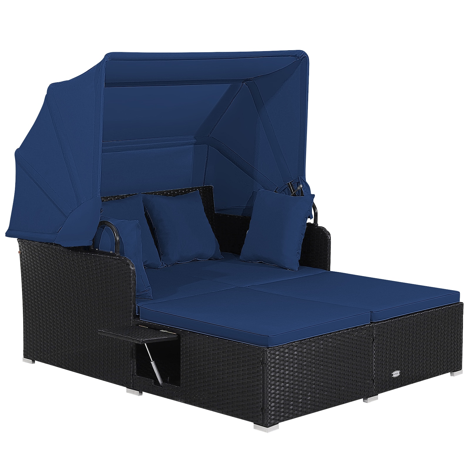  OD62NYHW715 Patio Conversation Sets Rattan Patio Conversation Set with Navy Cushions