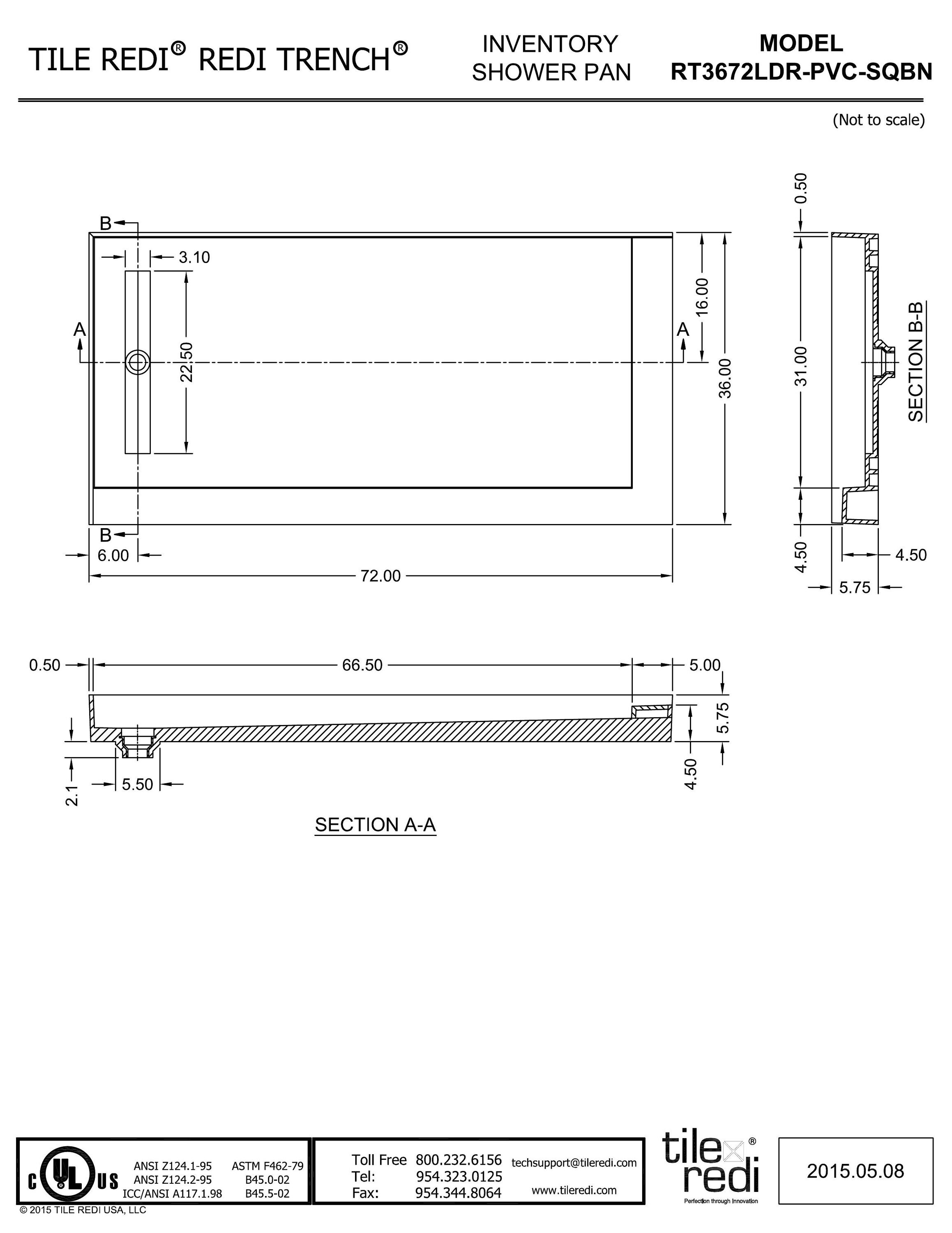 Tile Redi RT3672LDR-PVC-SQBN Shower-Floors - View #11