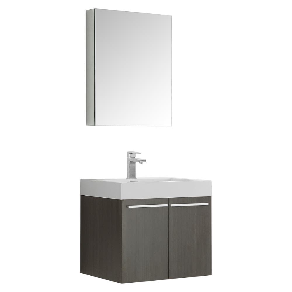 Fresca FVN8058GO Alto 23-in Gray Oak Single sink Floating Bathroom Vanity with White Acrylic Top