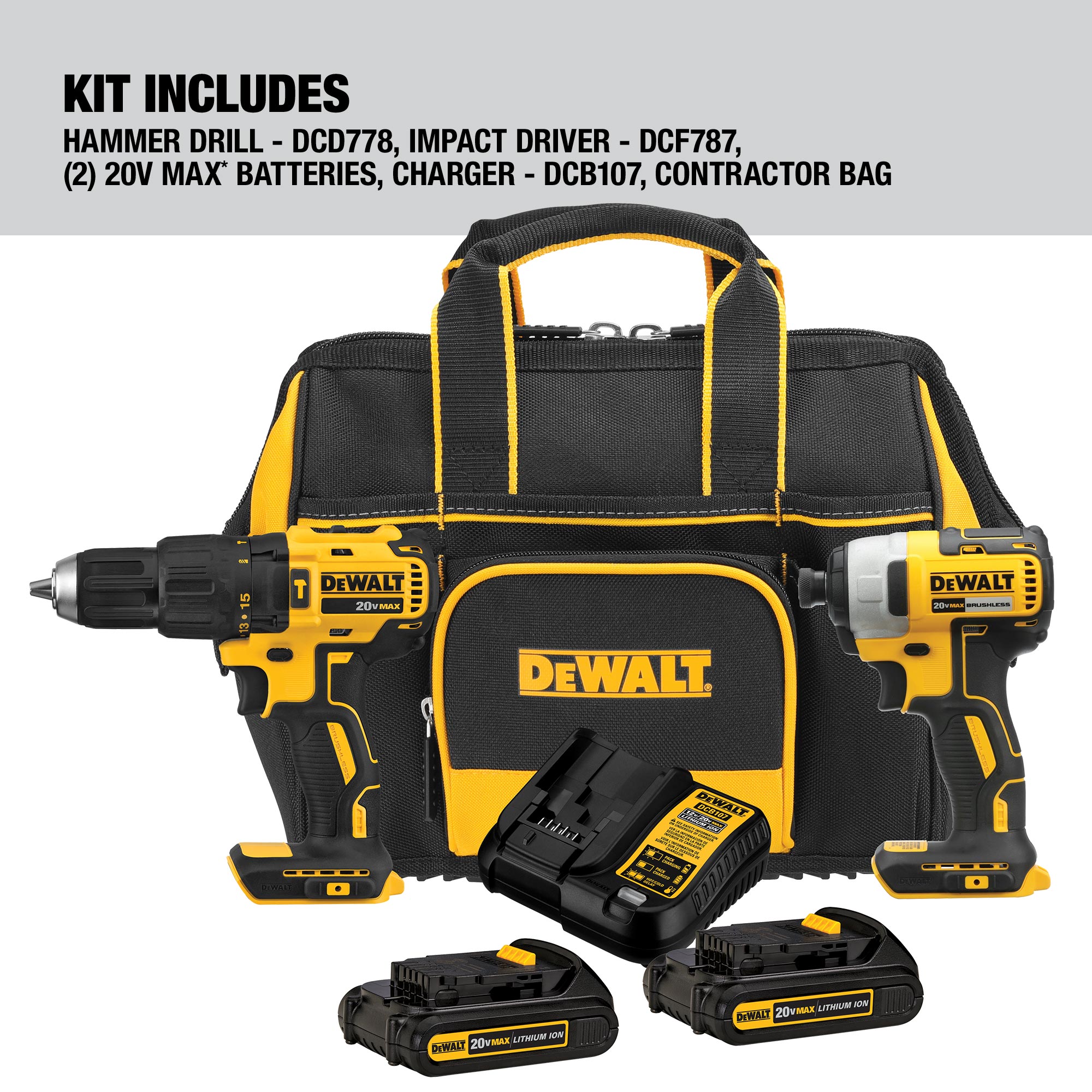DEWALT 2-Tool 20-Volt Brushless Power Tool Combo Kit with Soft Case  (2-Batteries and charger Included) in the Power Tool Combo Kits department  at