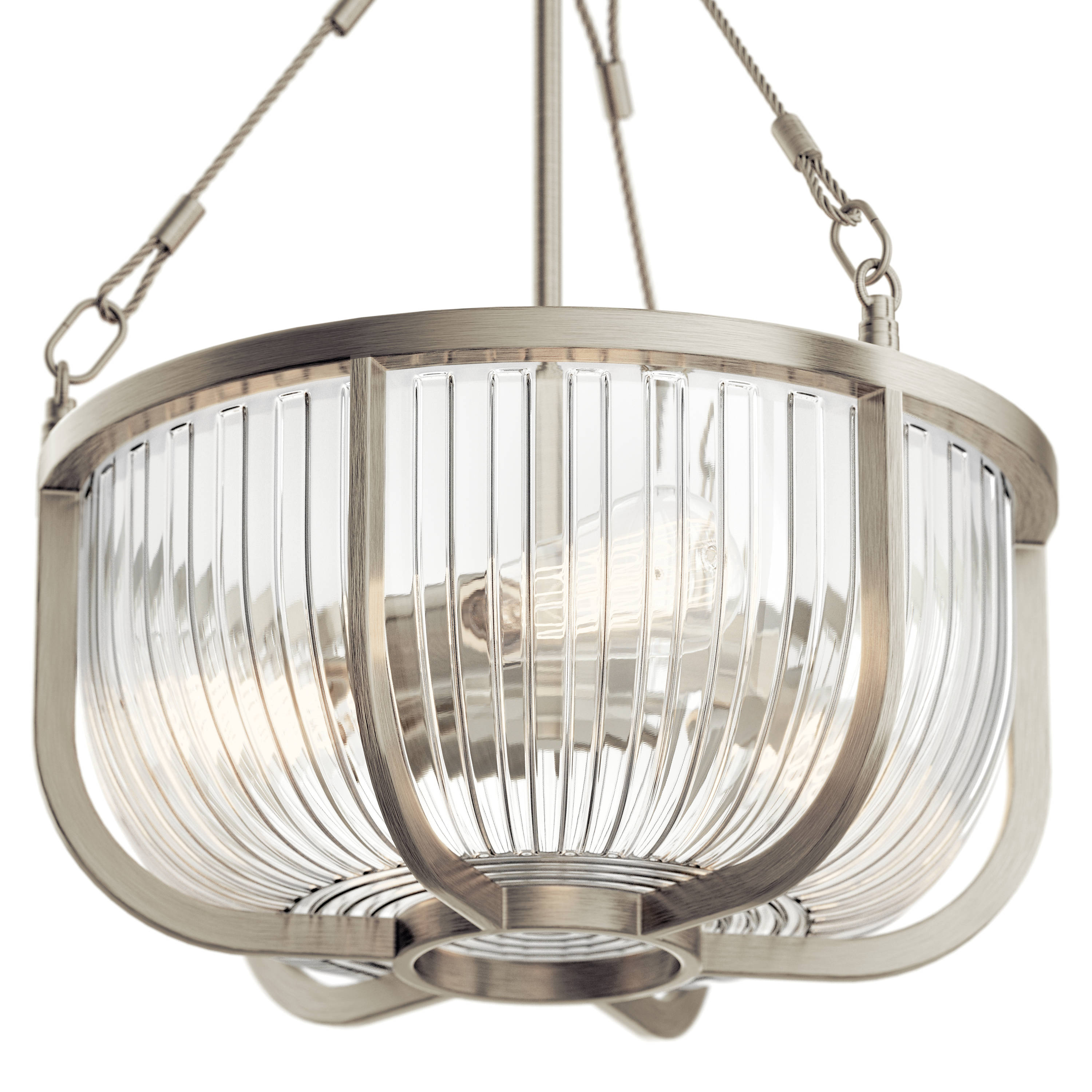 Elegant Brushed Nickel 16" Transitional 3-Light Pendant