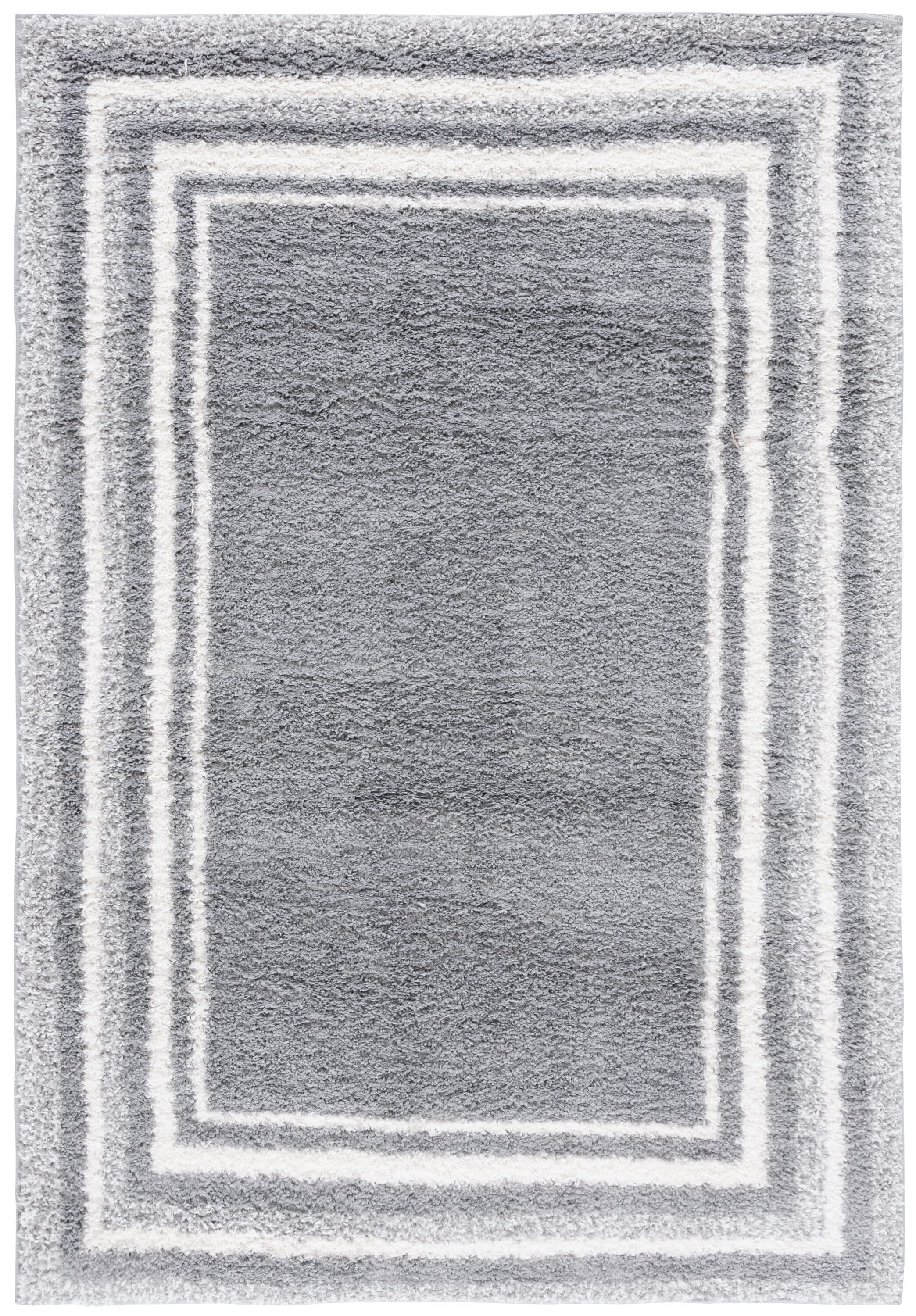 Safavieh BSP251G-5 5 x 8 (ft) Loomed Polyester/Polypropylene Gray/Ivory Rectangular Indoor Border Mid-Century Modern Area rug