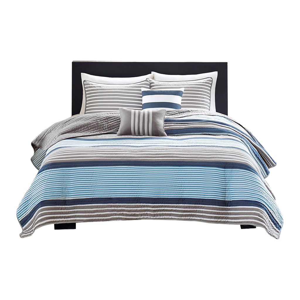 Gracie Mills 704-08DI Aderyn Modern Reversible Quilt Set with Throw Pillows