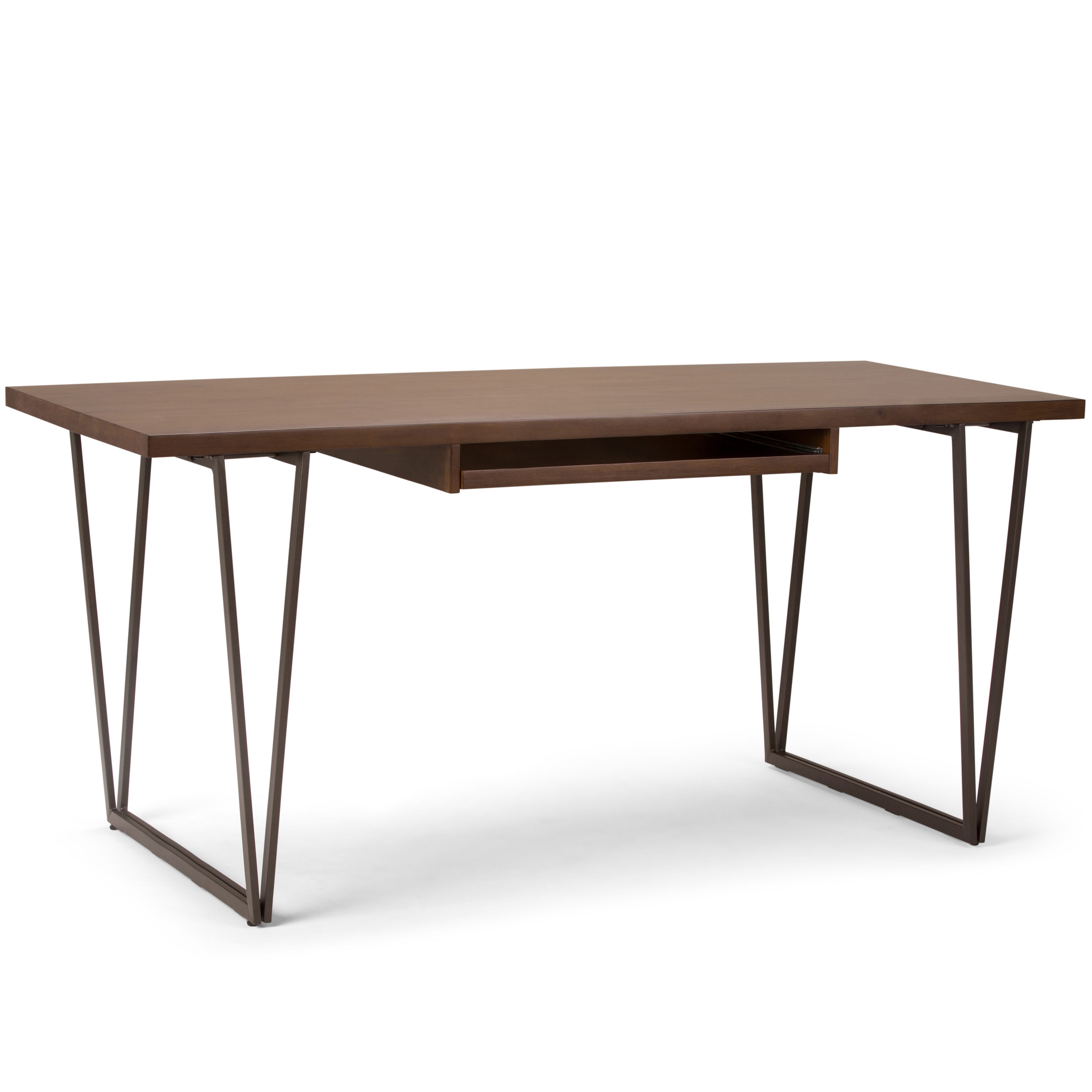 Simpli Home AXCRDY-14 Ryder 66-in Brown Modern/Contemporary Pine Computer Desk