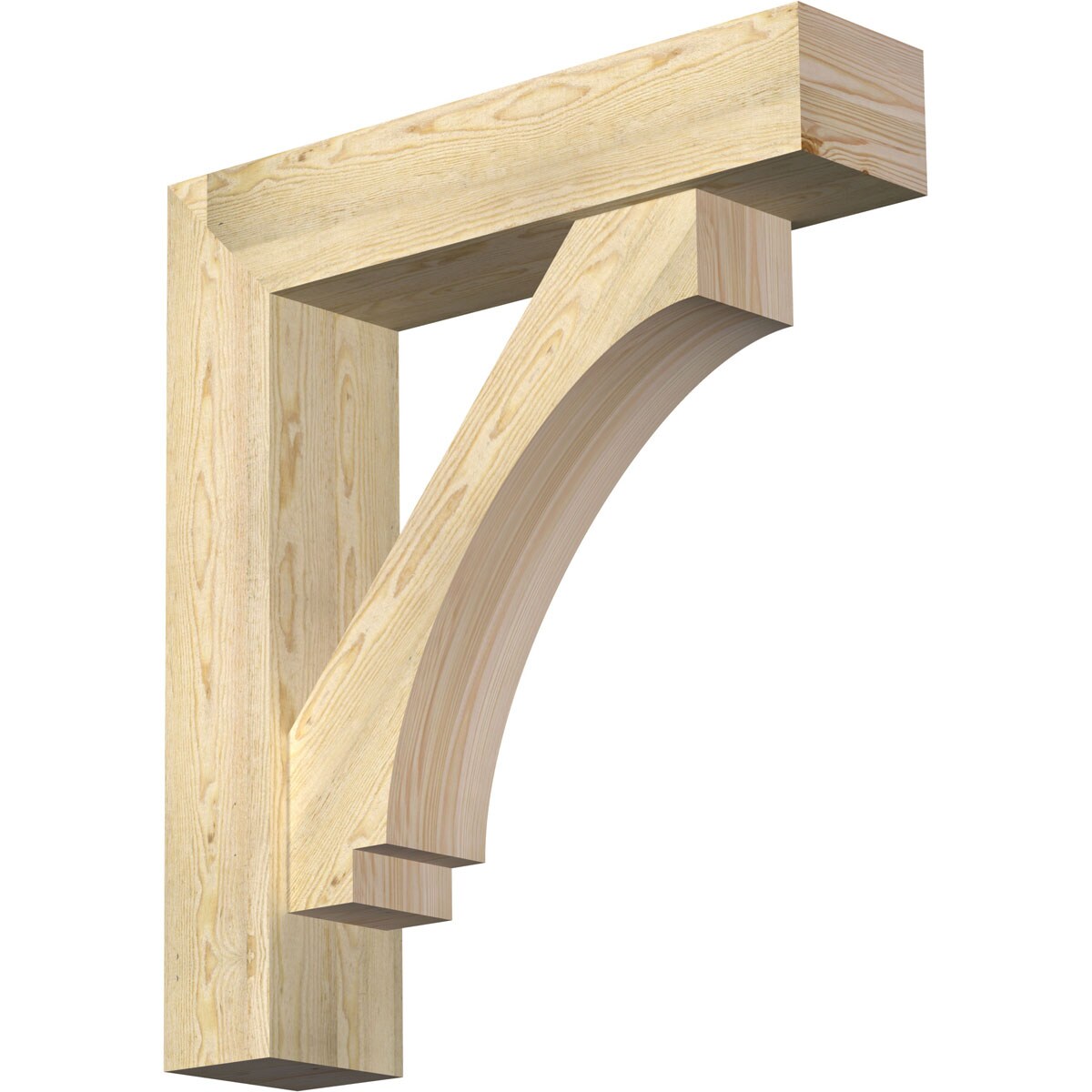 Ekena Millwork 1462894 Imperial Block Rough Sawn Bracket with Offset Brace 8-in x 34-in x 38-in Douglas fir Brown Wood Standard bracket