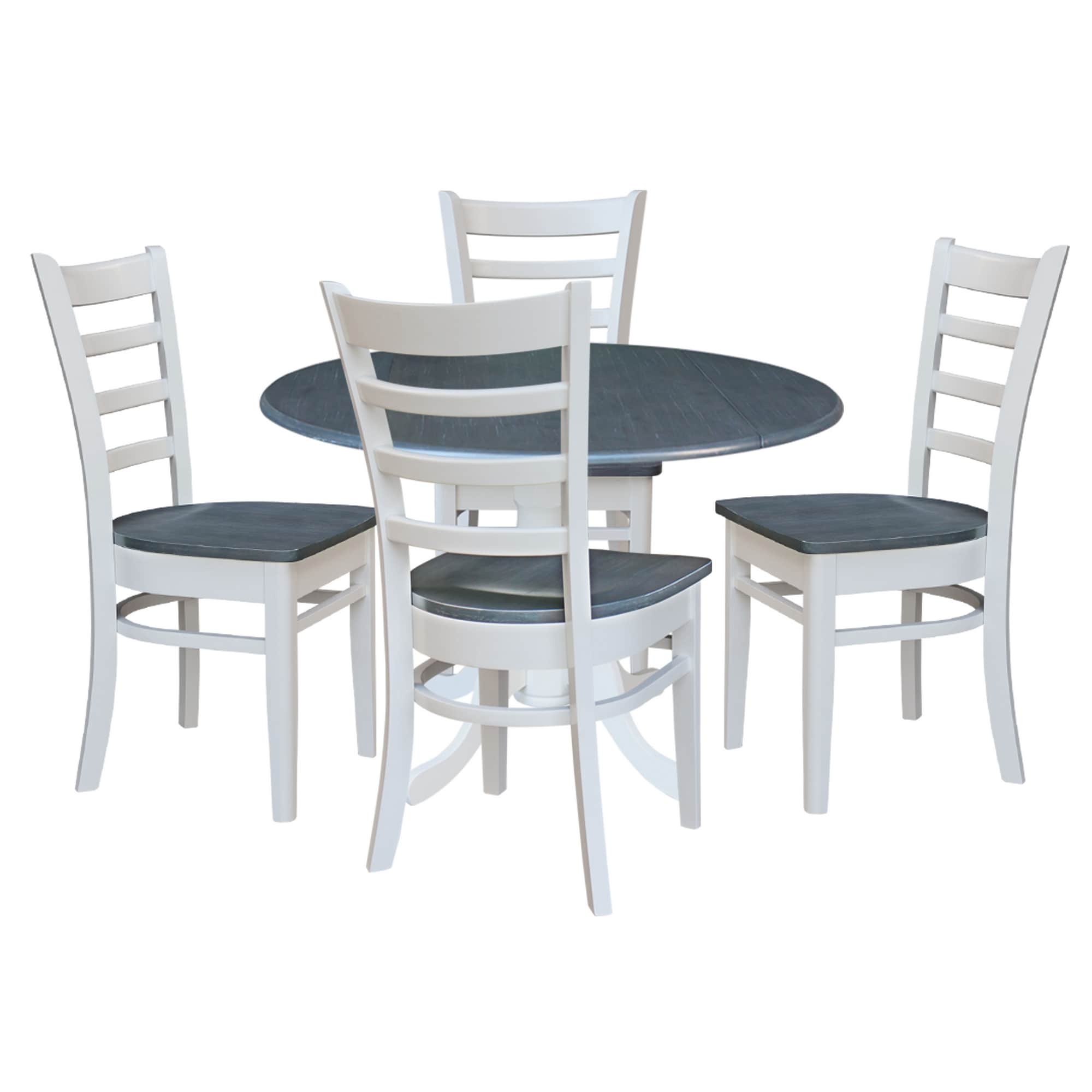 International Concepts K05-42DP-C617-4 White/heather gray Traditional Dining Room Set with Round Table ( Seats 4 )