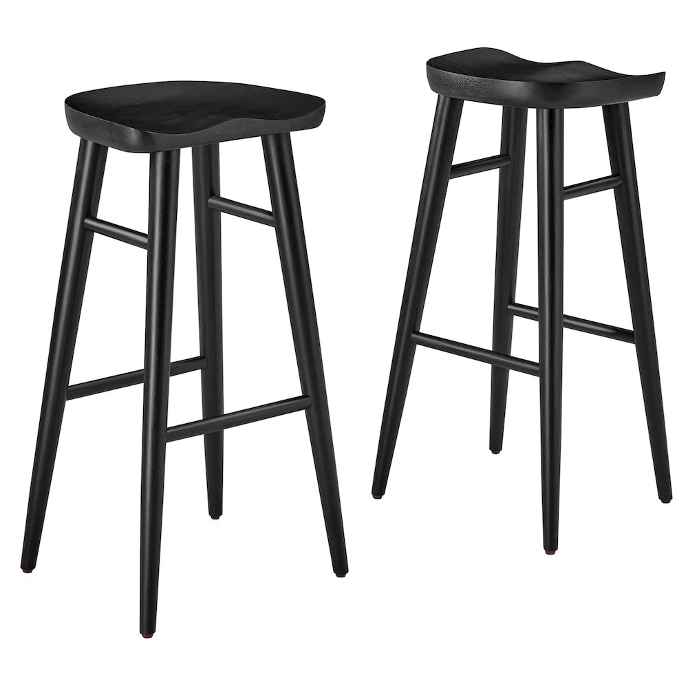 Modway -  Saville Backless Wood Bar Stools Set of 2 in Black
