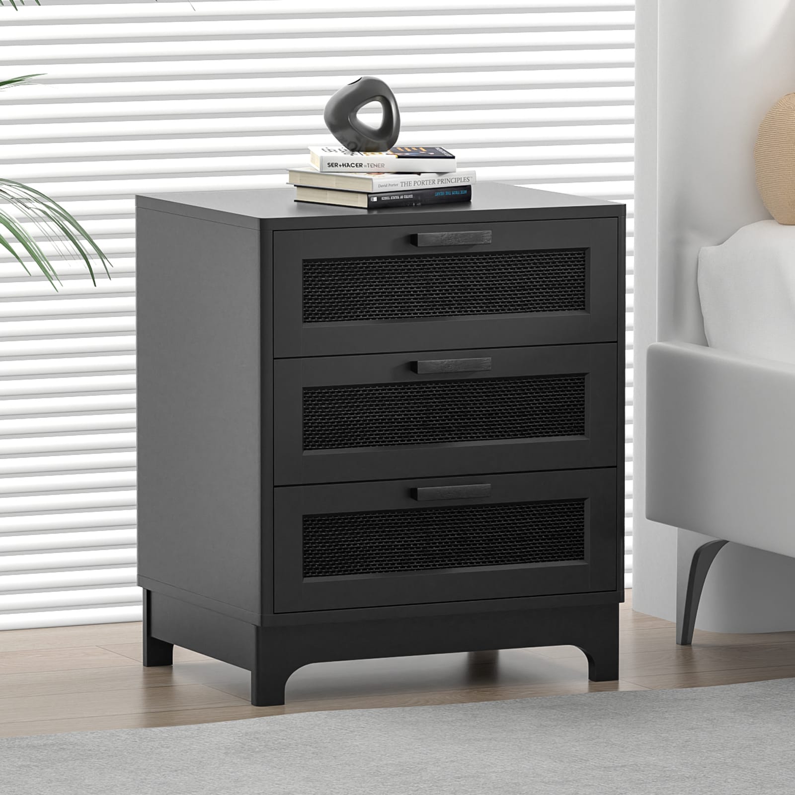 Delarpo H0136 Avenir Black Bedside Table Nightstand