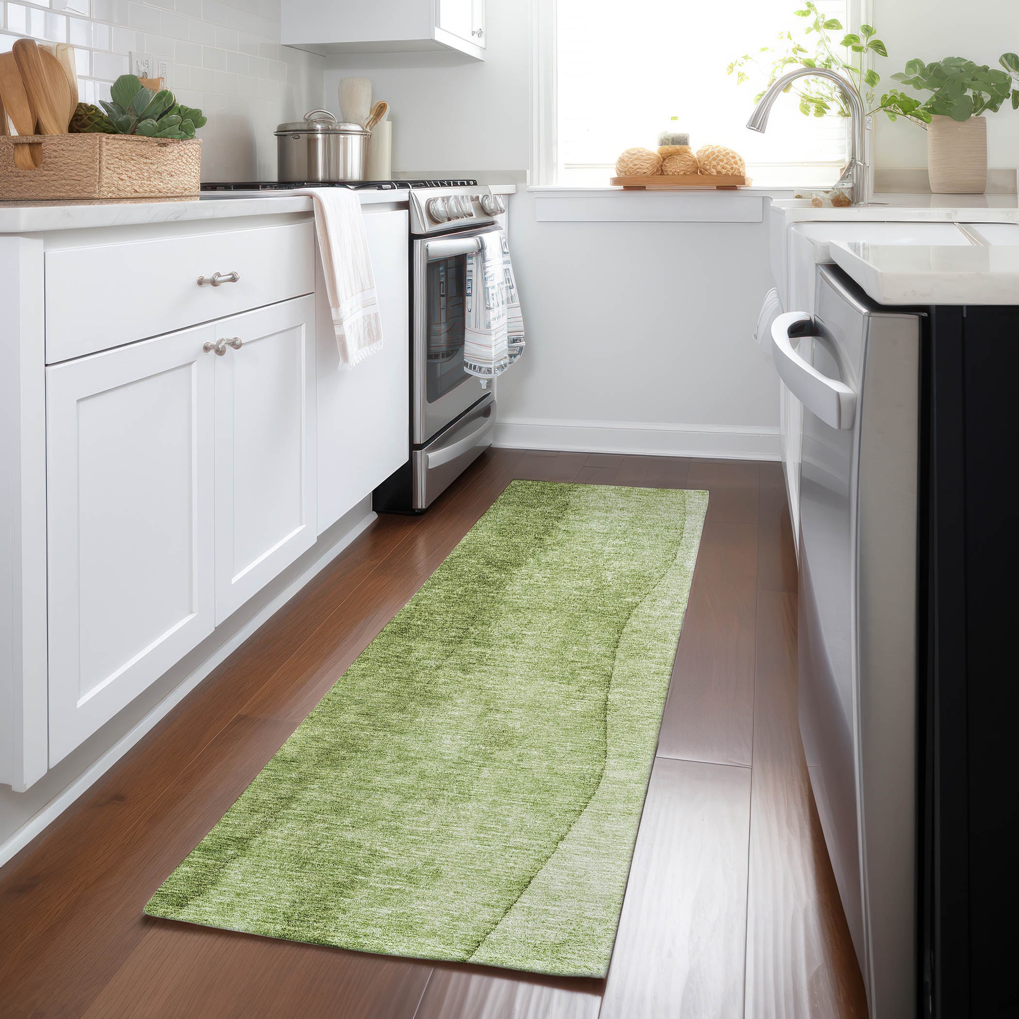 Addison Rugs ACN625OL2X8 Chantille ACN625OL 2 x 7 (ft) Polyester Olive Rectangular Indoor/Outdoor Geometric Machine washable Runner rug