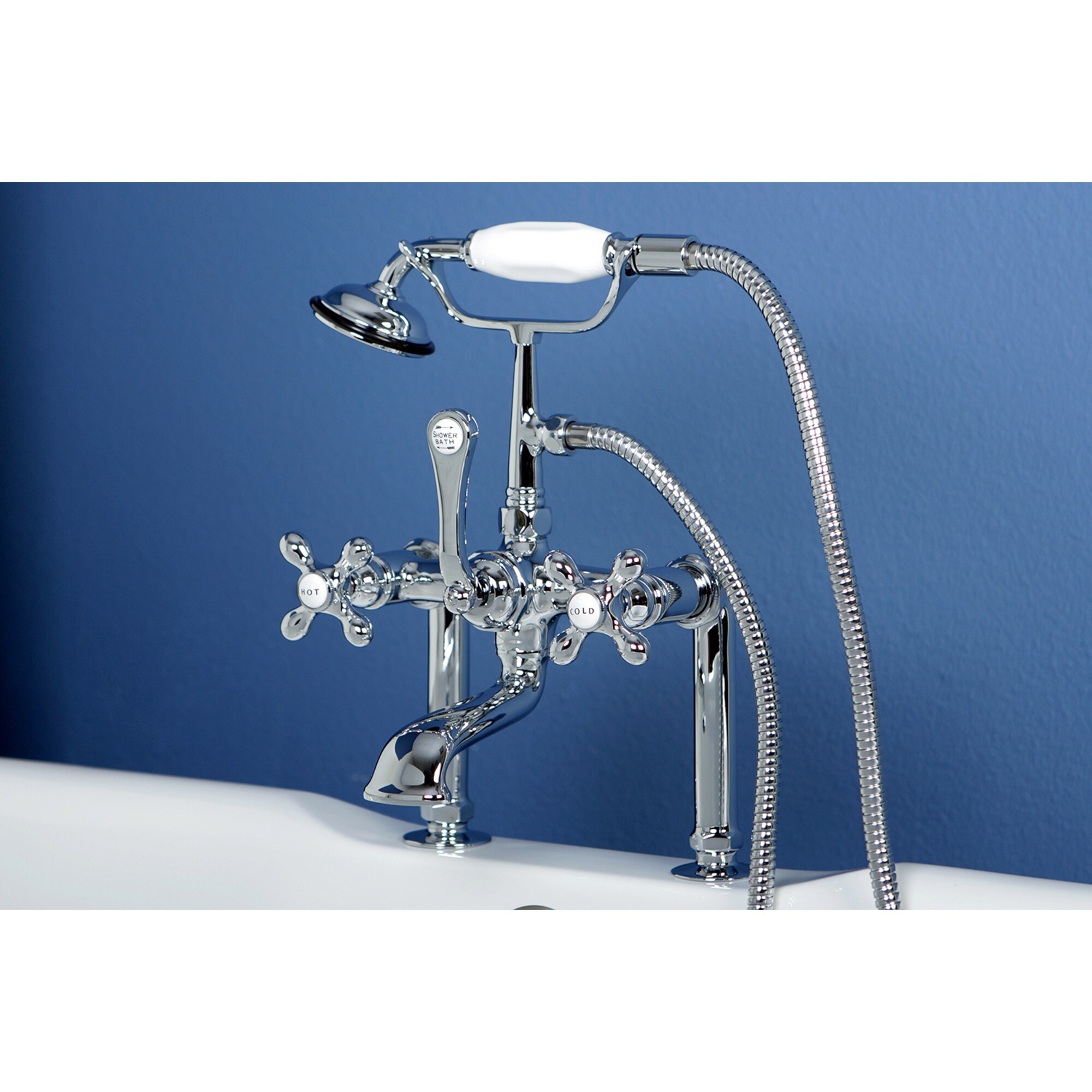 Kingston Brass WLKS7132ABL English Country Polished brass 1-handle Freestanding Low-arc Bathtub Faucet with Hand Shower ( Valve Included )
