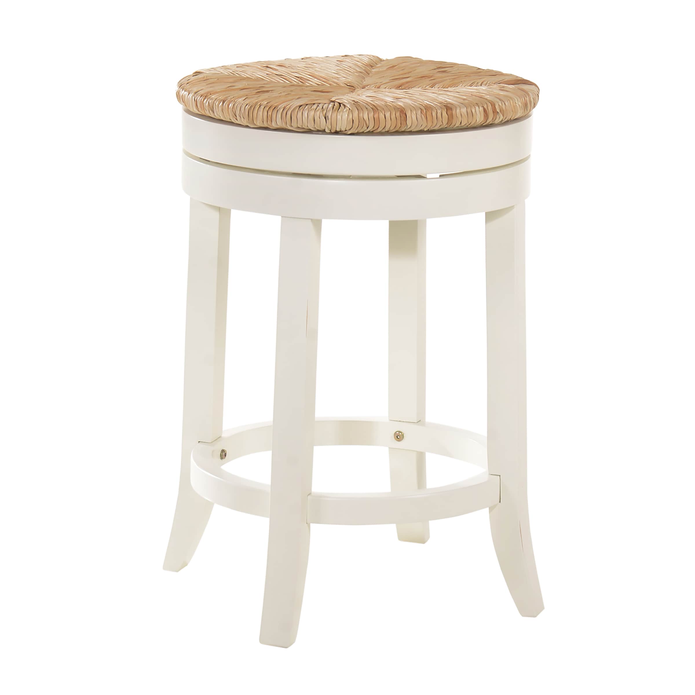 Carolina Cottage 1924R-MW Irving Antique white 24.0-in H Counter height Round seat Swivel Wood Bar Stool