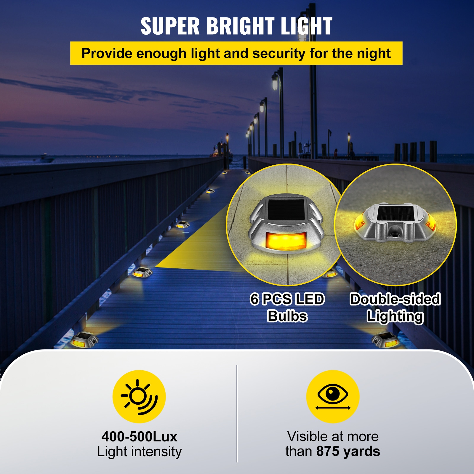 Solar-Powered LED Pathway Lights in Bright Orange, Multipack