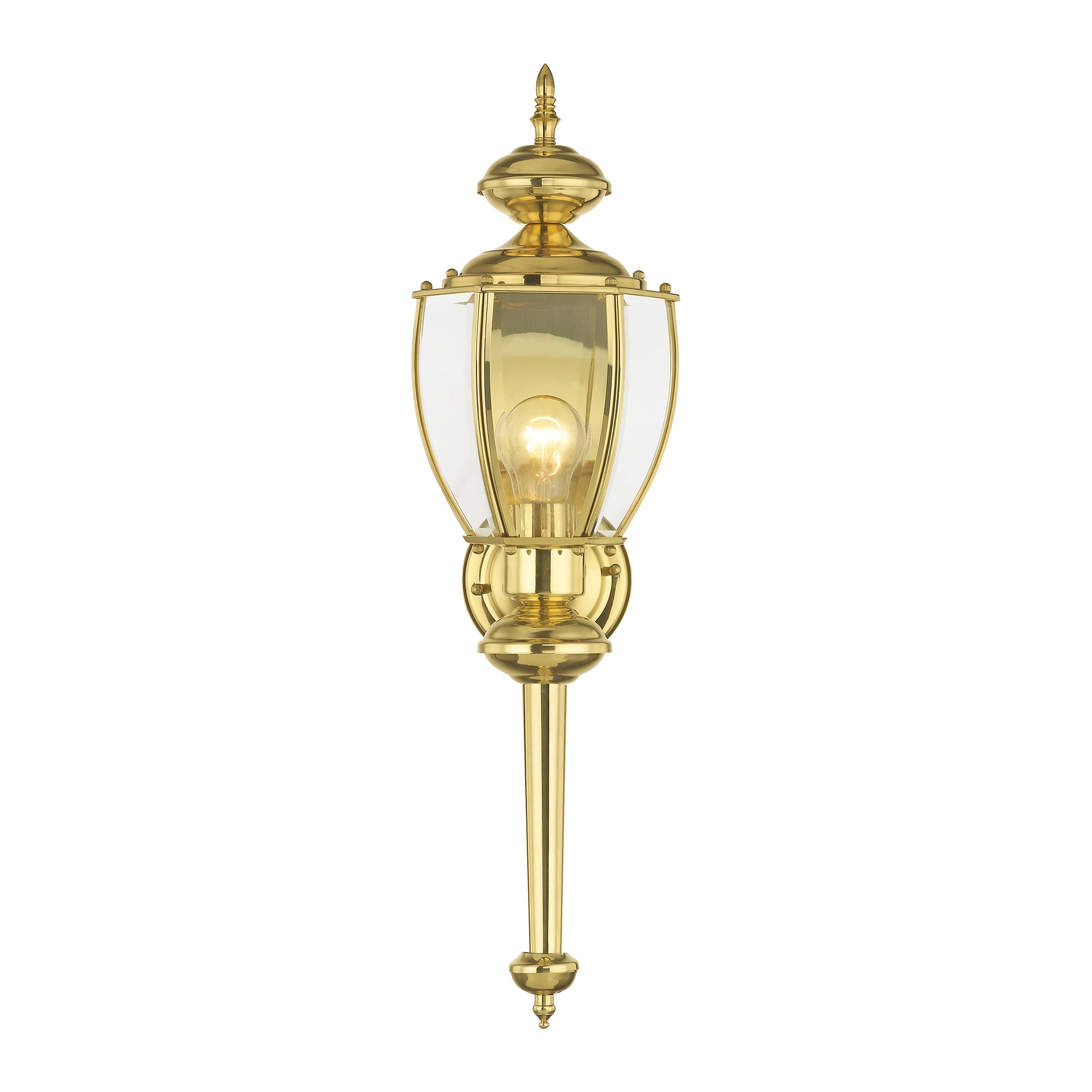 Elegant Polished Brass Outdoor Wall Lantern with Clear Beveled Glass