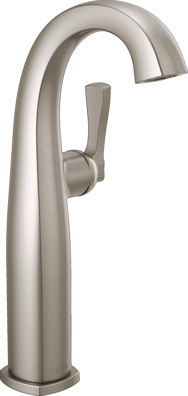 Delta 777-SS-PR-DST Stryke Lumicoat Stainless Vessel 1-handle WaterSense Mid-arc Residential Handle Bathroom Sink Faucet