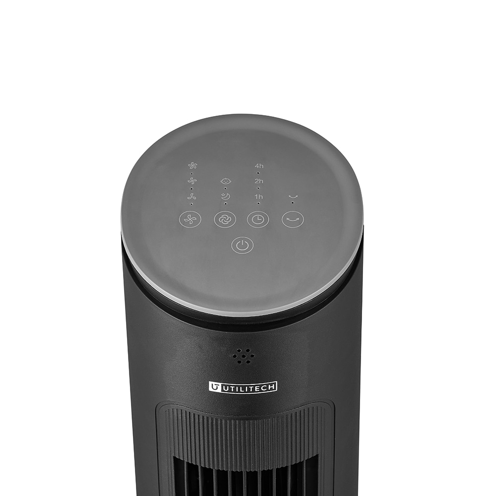 Utilitech 42-in 120 -Volt 3 -Speed Indoor BLACK/MATTE Oscillating Tower Fan with Remote