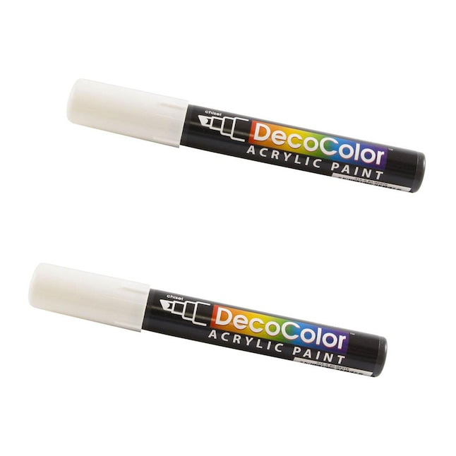 JAM Paper Chisel Tip Acrylic Paint Markers, White, 2/Pack in the