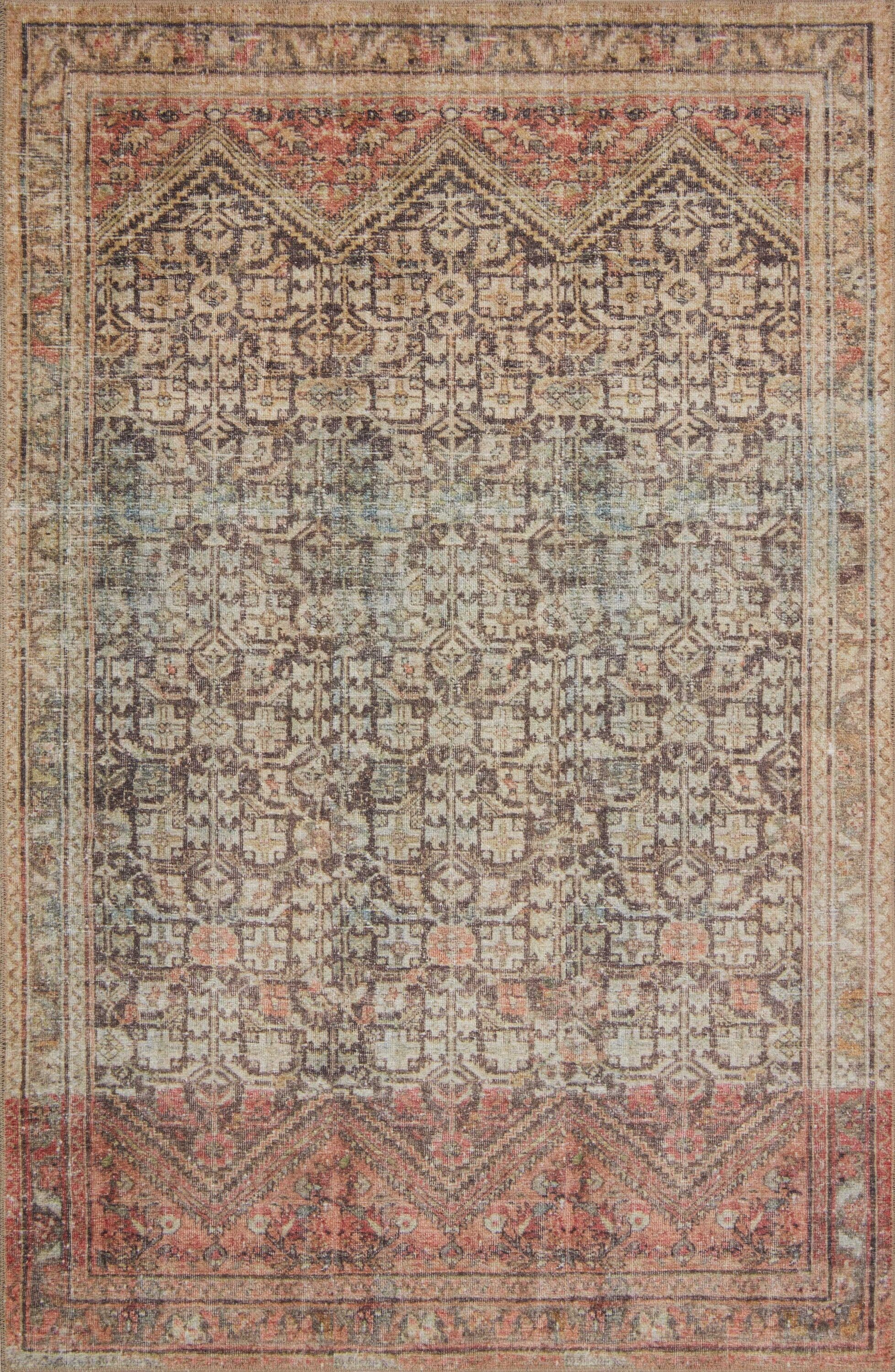 Loloi II LORELQ-17CCML2339 Loren 2 x 4 (ft) Loomed Polyester Charcoal / Multi Rectangular Indoor Distressed/Overdyed Oriental Area rug