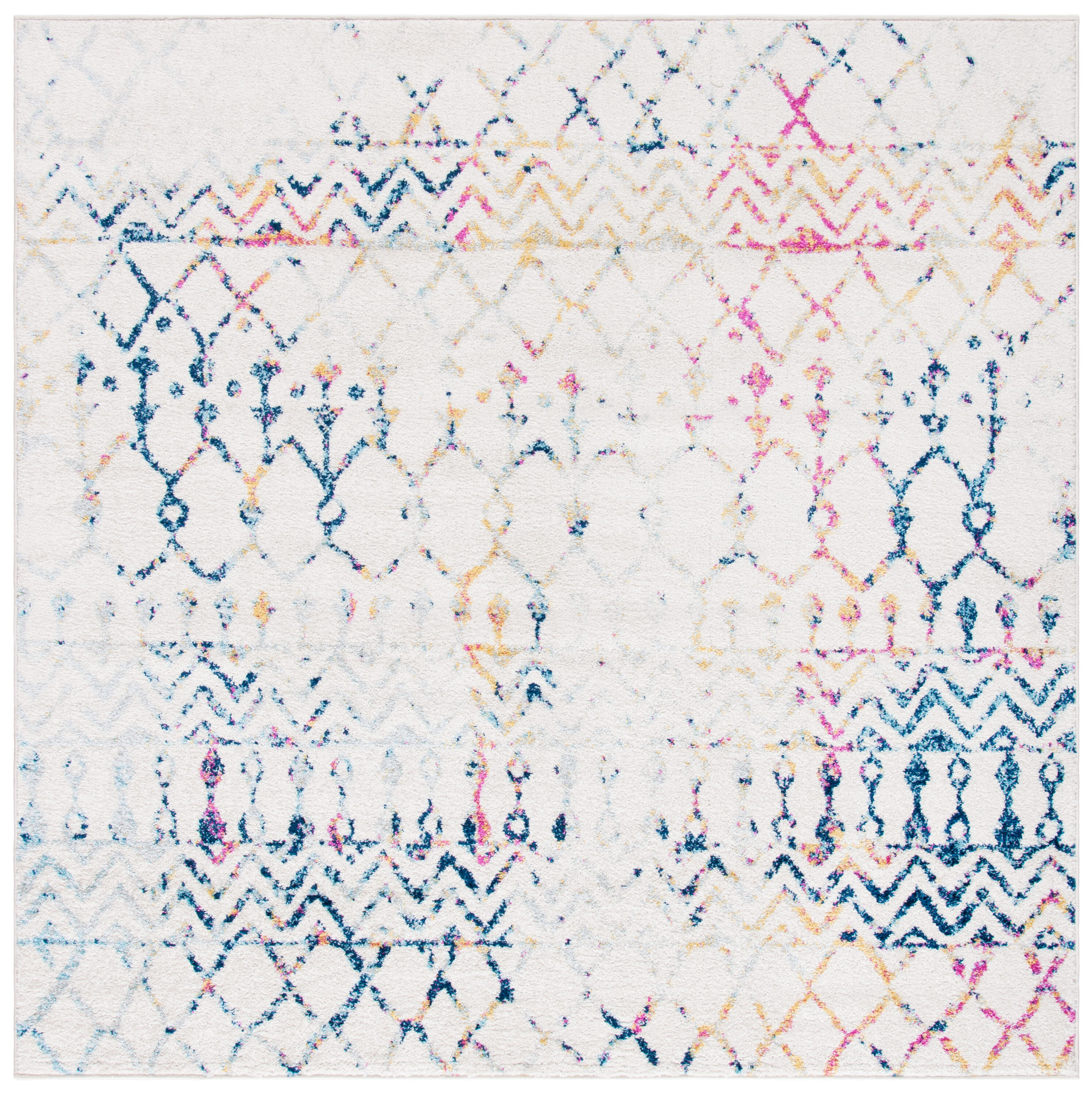 Tulum 270C Ivory Blue 8 X 8 Area Rug