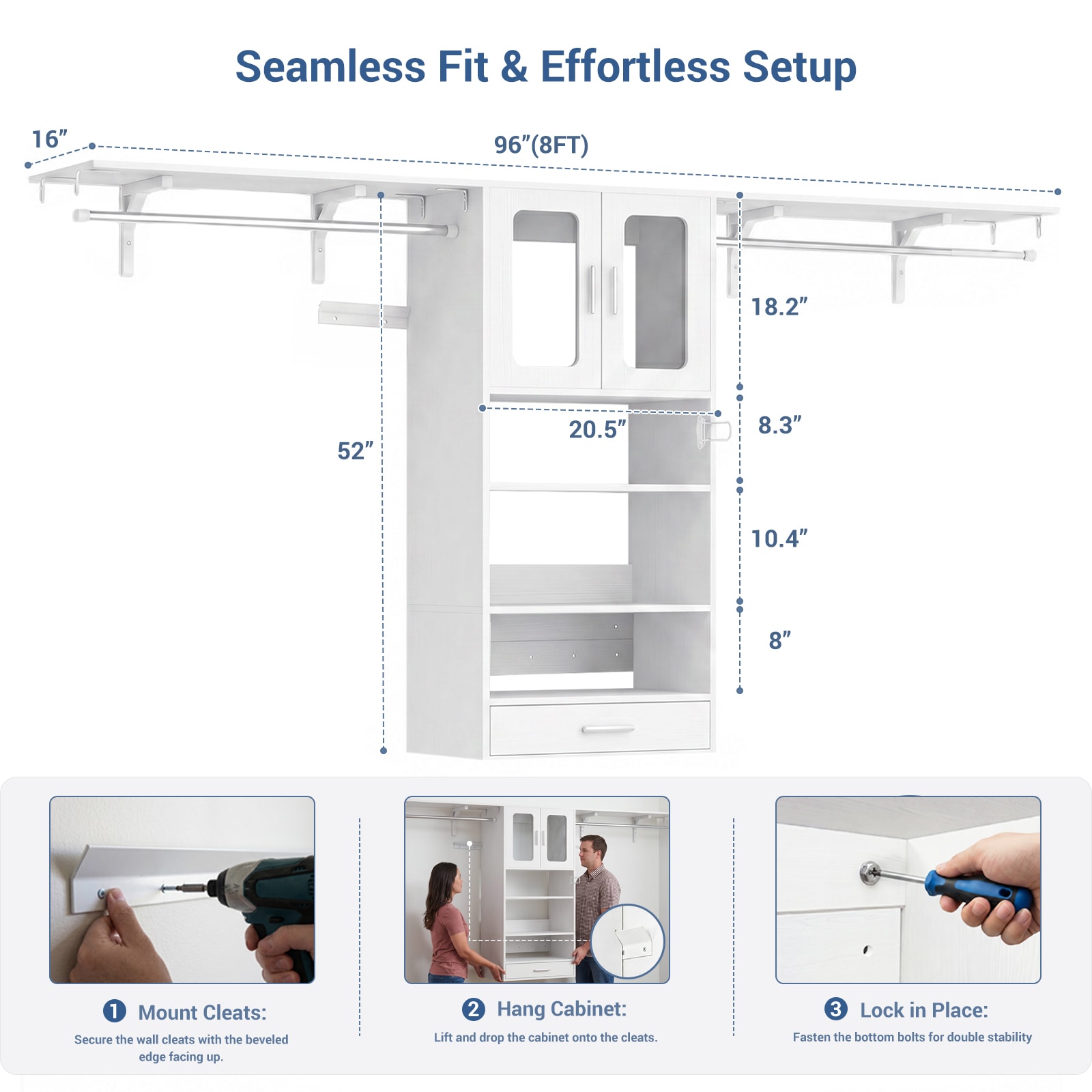 Aheaplus HLOD2S-WHITE Wood-Closet-Kits - View #8
