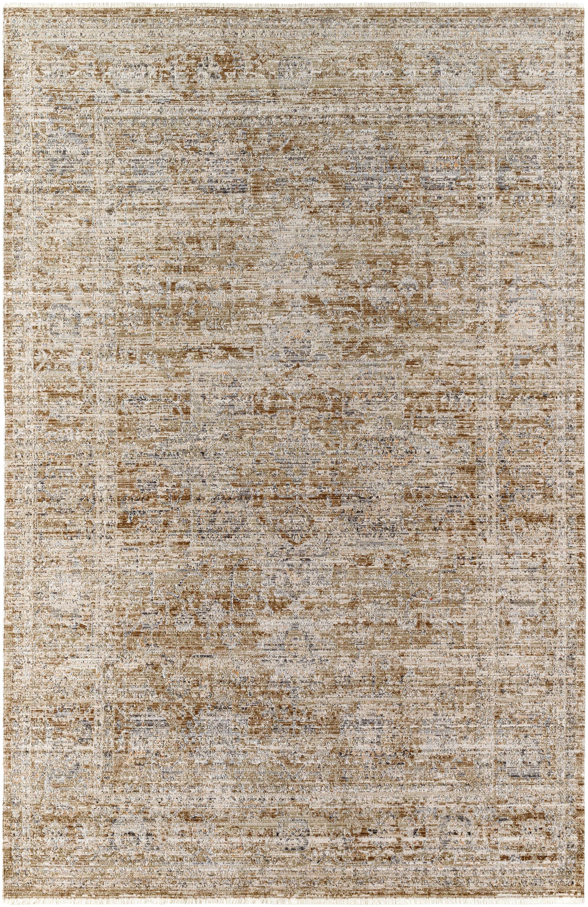 Margaret Taupe and Brown Polyester Medallion Rectangular Area Rug