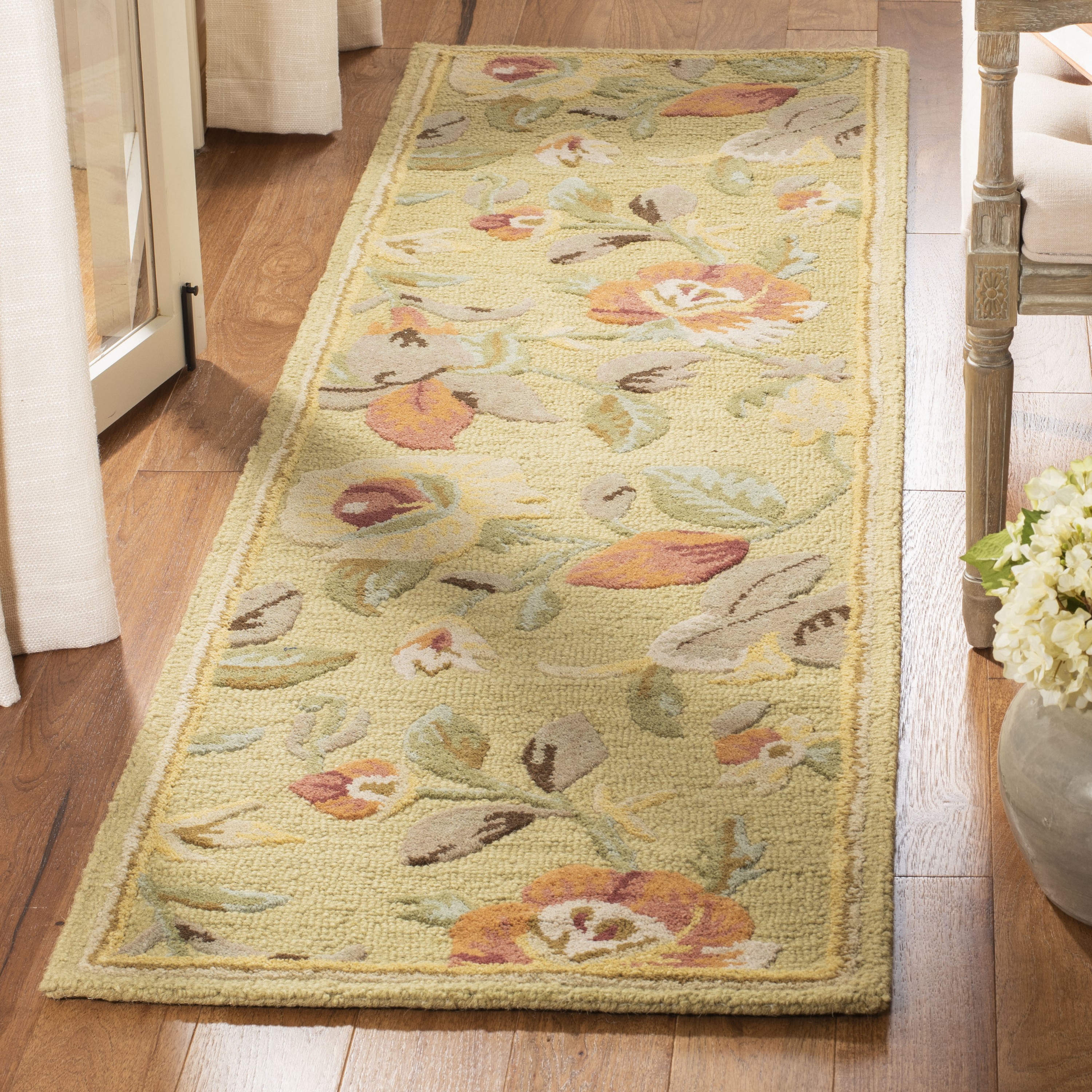 Hand-Knotted Floral Elegance Red Wool 2'3" x 8' Runner Rug