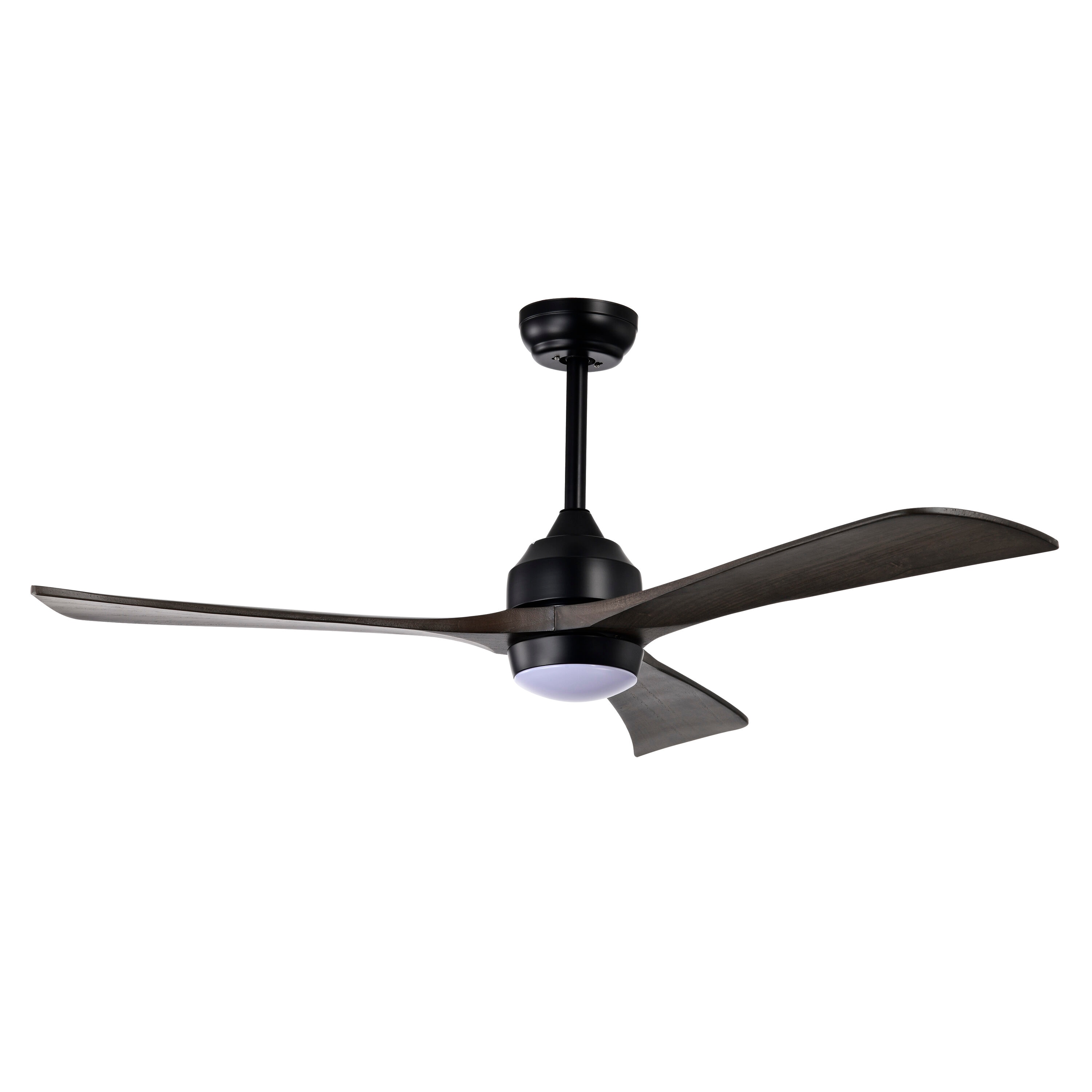 Bayfeve BFHM-22611-CF Adjustable Speed 52-in Color-Changing Integrated LED Outdoor Matte Black with Black Walnut Color Solid Wood Blades Ceiling Fan With Light - Remote Included ( 3 -Blade )