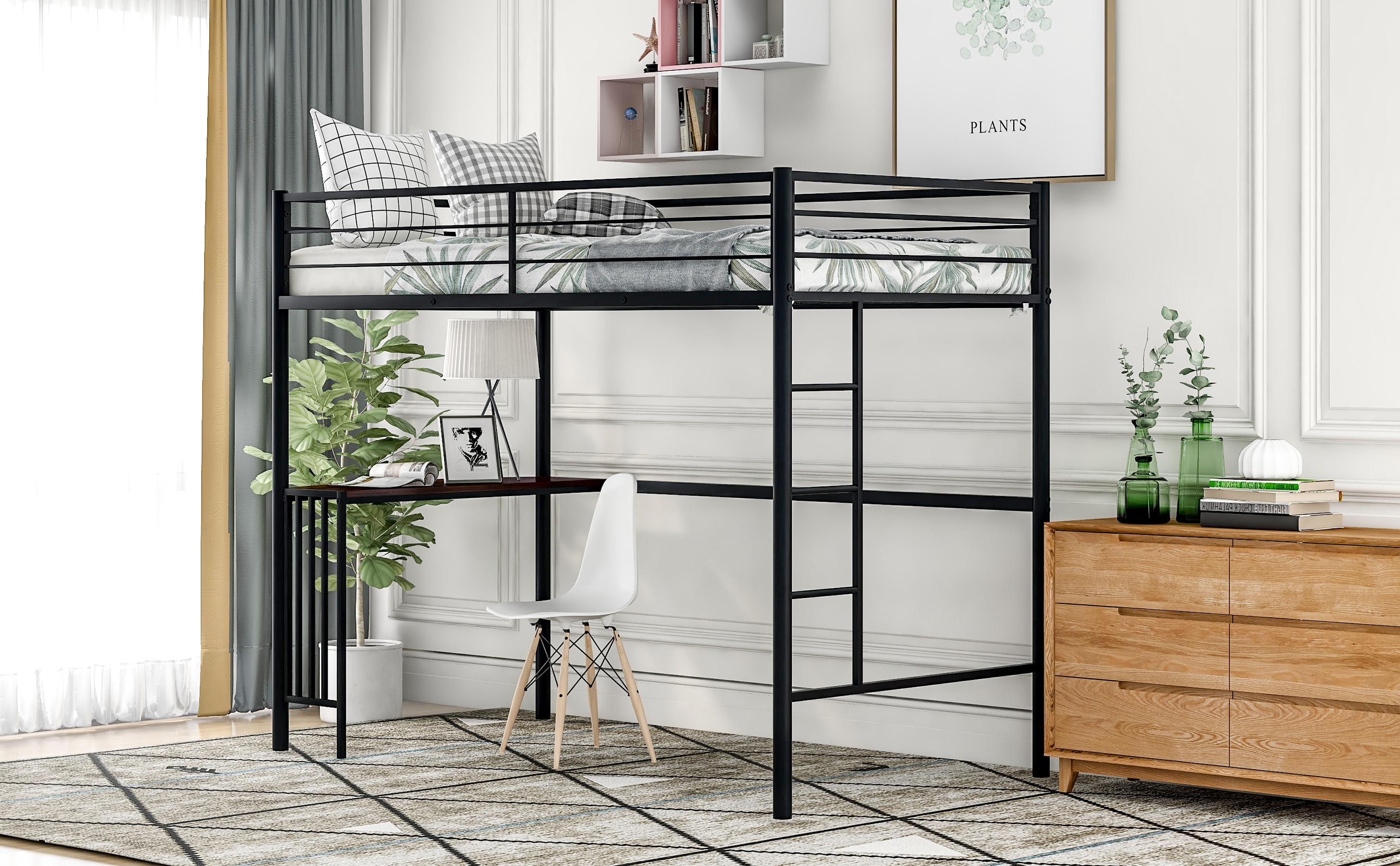 CASAINC Bunk Bed Black Twin Loft Bunk Bed At Lowes.com