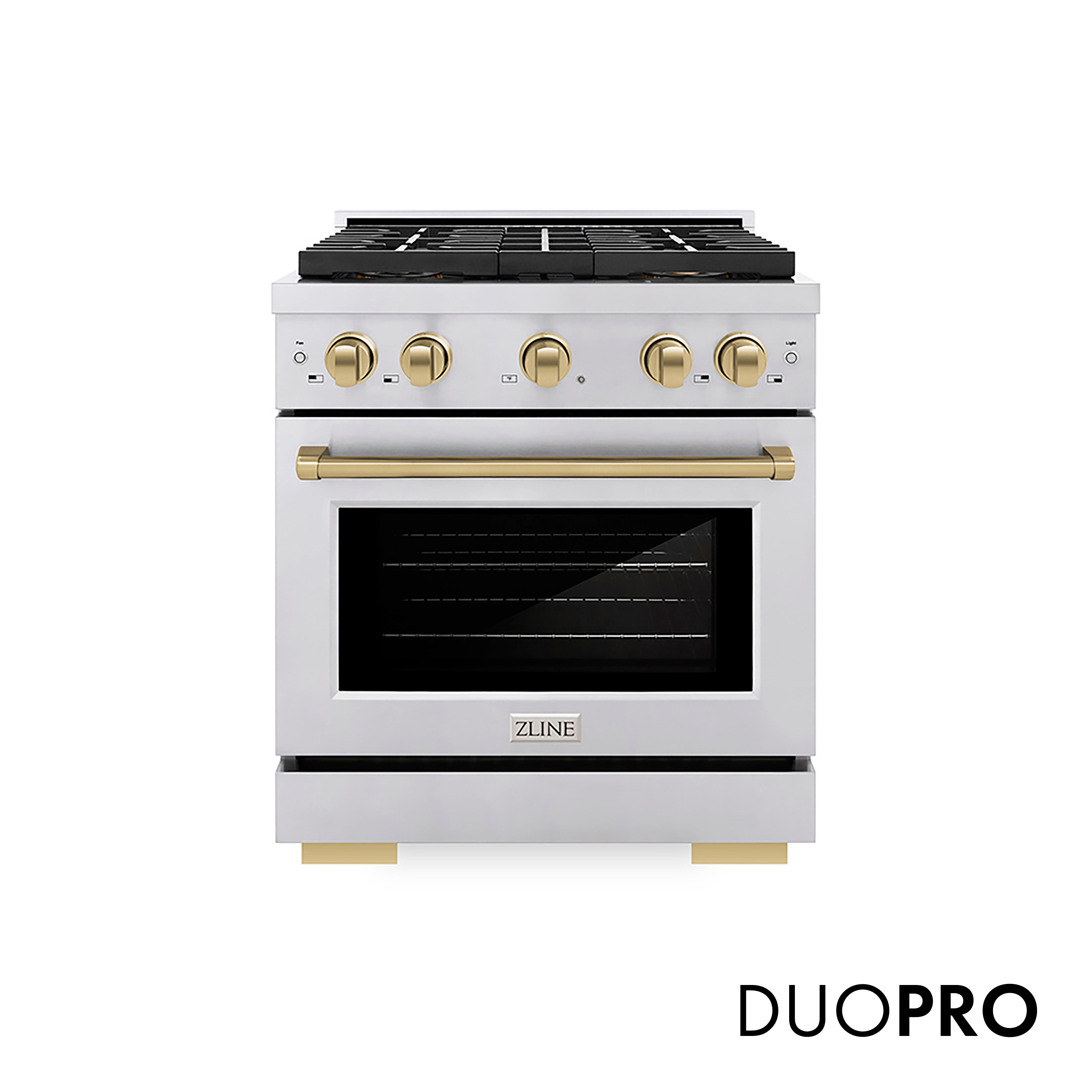 Paramount 30-in 4 burners 4.2-cu ft Convection Oven Freestanding Natural Gas Range ( Stainless Steel, Champagne Bronze Accents )