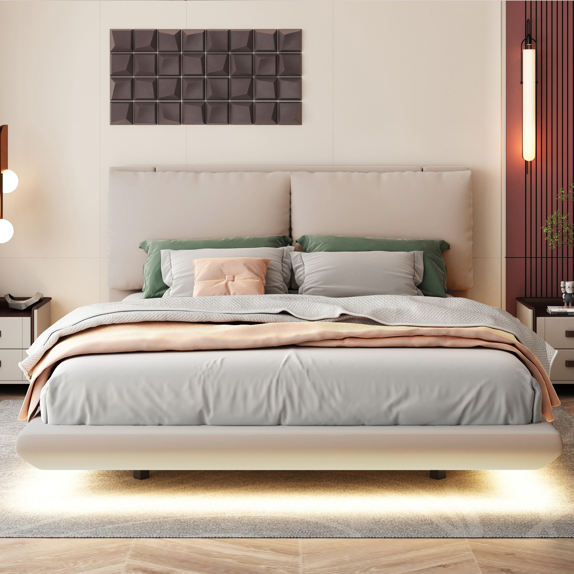 ModernLuxe L-SF000064AAA Beige Queen Wood Platform Bed