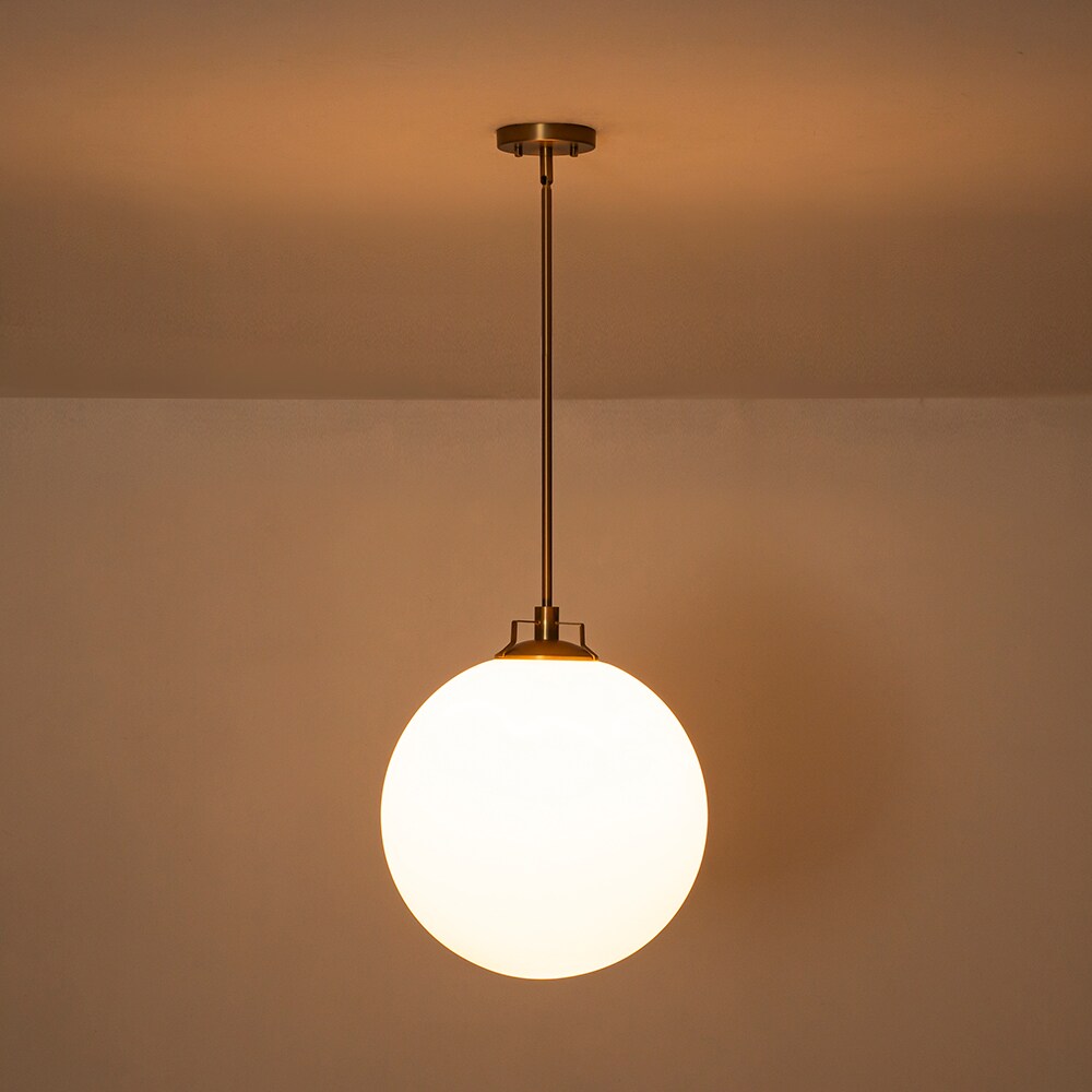 Wonderindoor 1 -Light Electroplated Matte Natural Brass Modern/contemporary Opal glass Globe Small Hanging Pendant Light