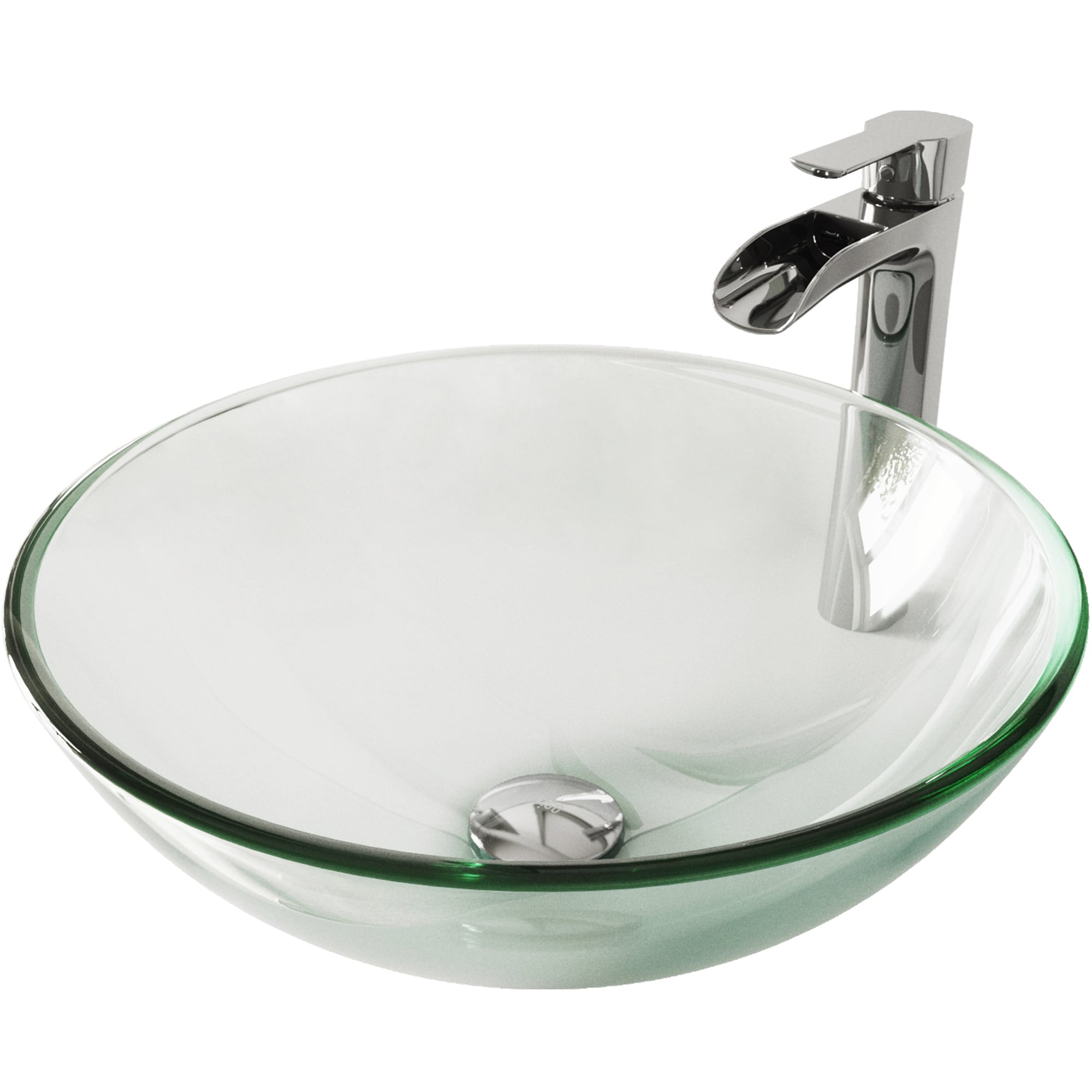 VIGO VGT1075 Vessel sink Glass Vessel Round Modern Iridescent Bathroom Sink with Faucet Included with Drain Included ( 17-in x 17-in )
