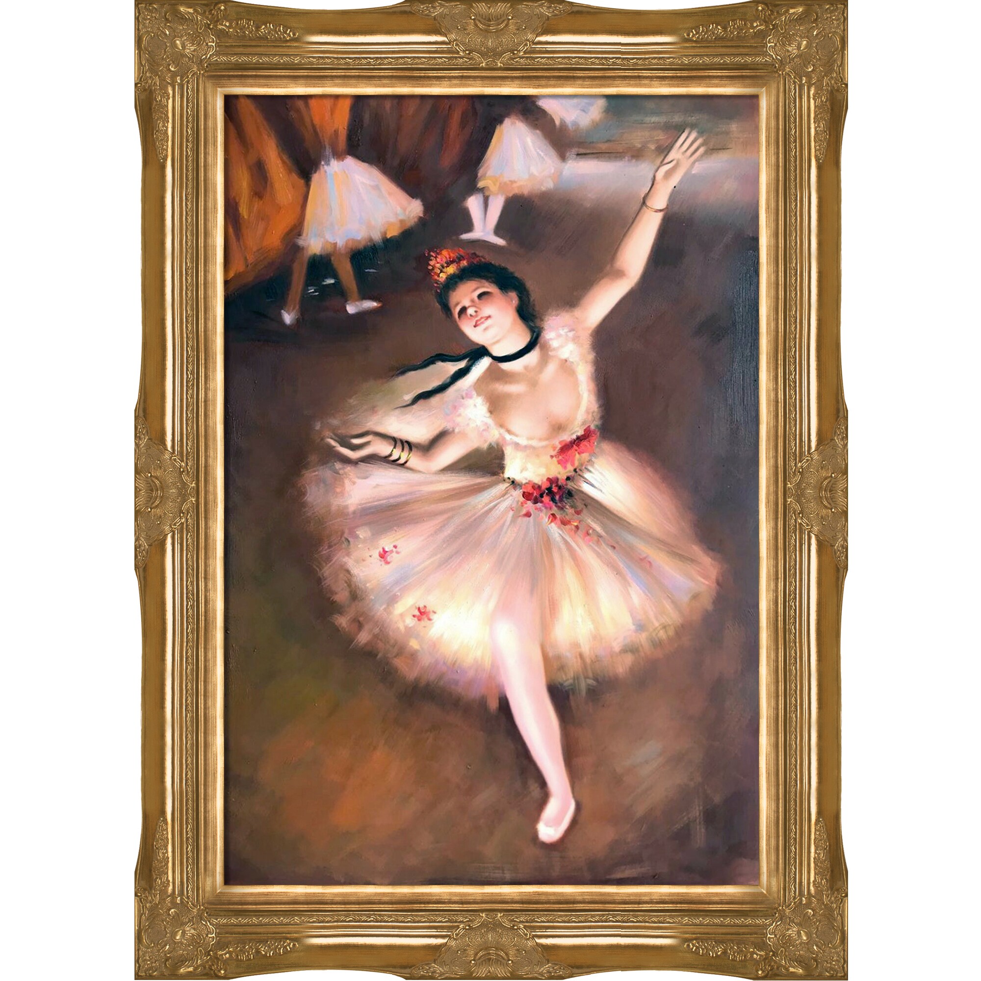 La Pastiche Star Dancer (On Stage) Edgar Degas Gold Wood Framed 44-in H ...