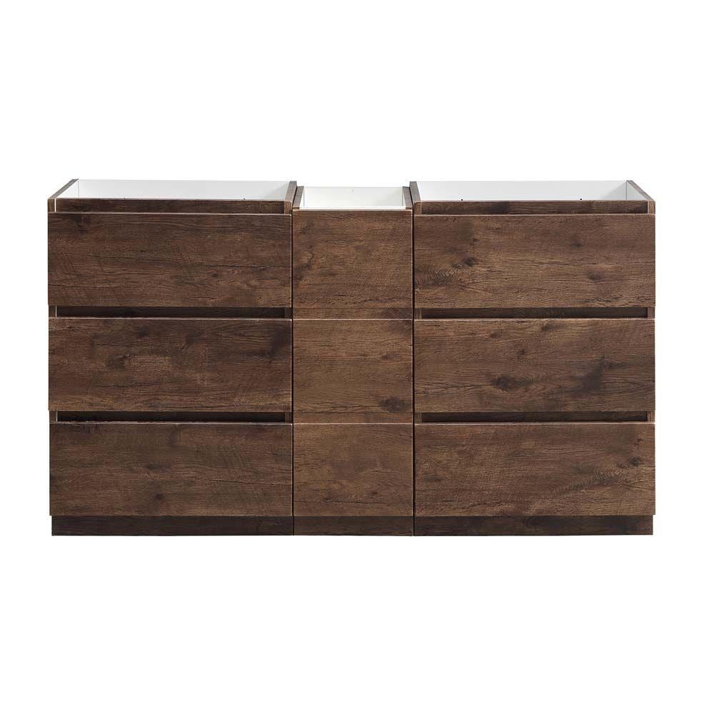 Fresca FCB93-241224RW-D Lazzaro 60-in Rosewood - 3 PCS Bathroom Vanity Base Cabinet without Top