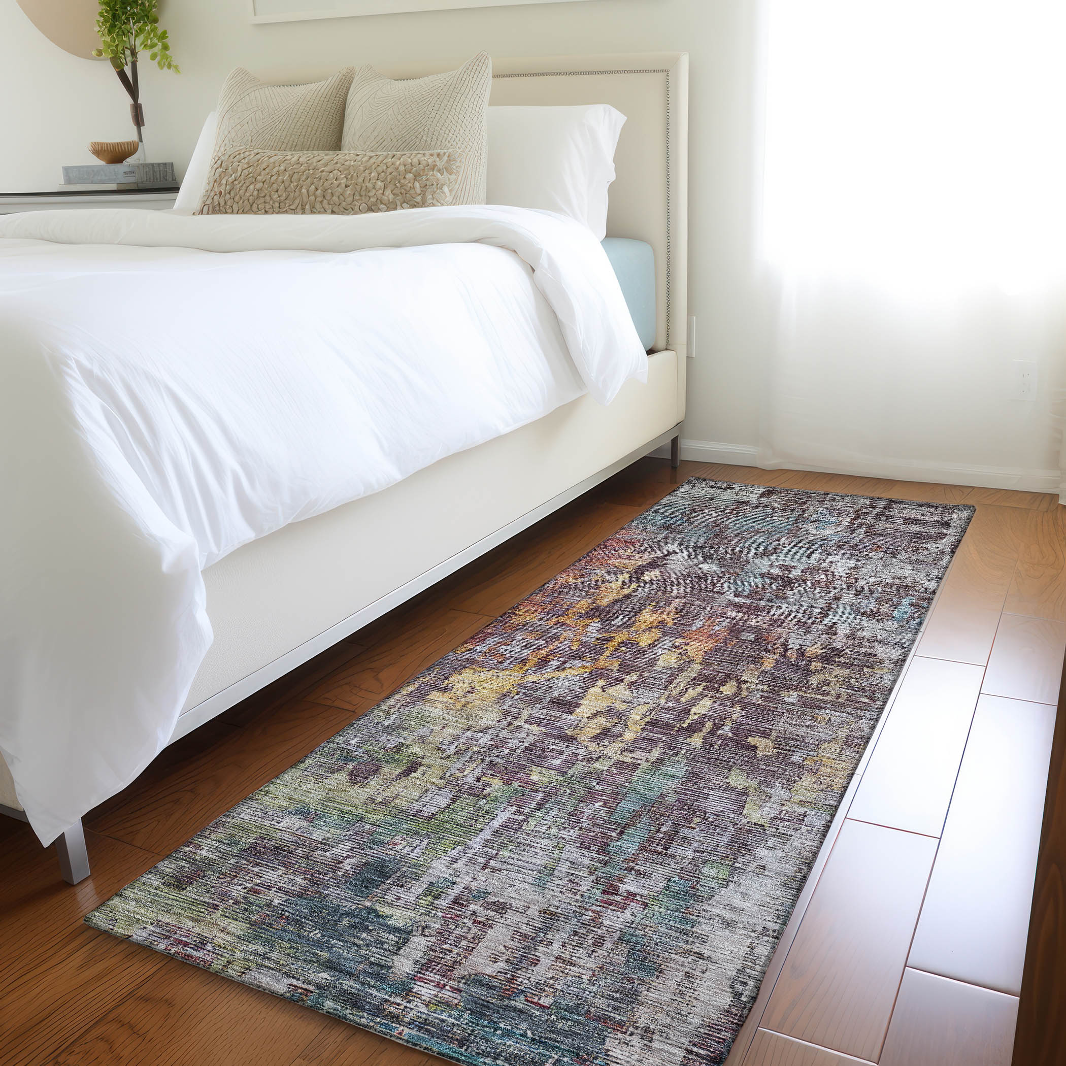 Addison Rugs ACN1237PW2X8 Chantille ACN1237PW 2 x 7 (ft) Polyester Pewter Rectangular Indoor/Outdoor Geometric Machine washable Runner rug
