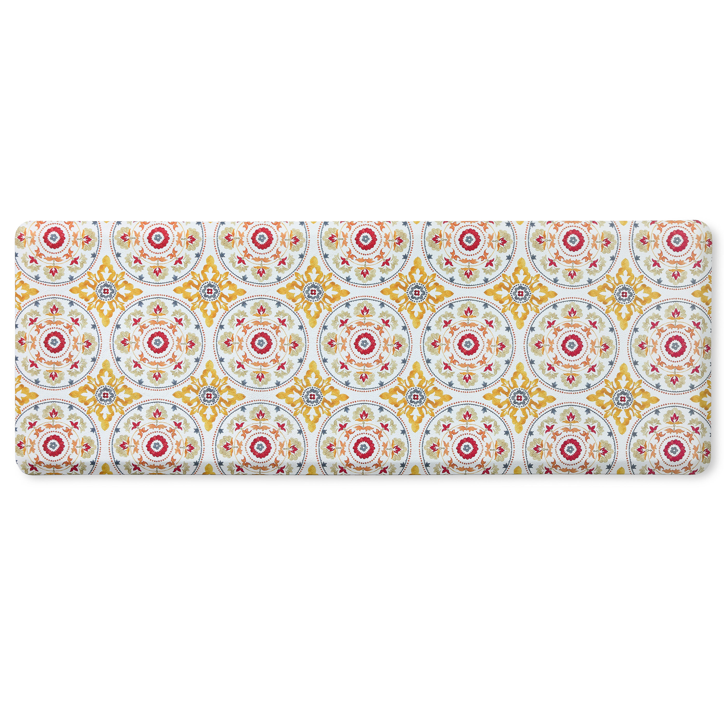 Fiesta 4-E011-275 2-ft x 5-ft Red/Yellow/White PVC Rectangular Indoor Decorative Anti-fatigue mat