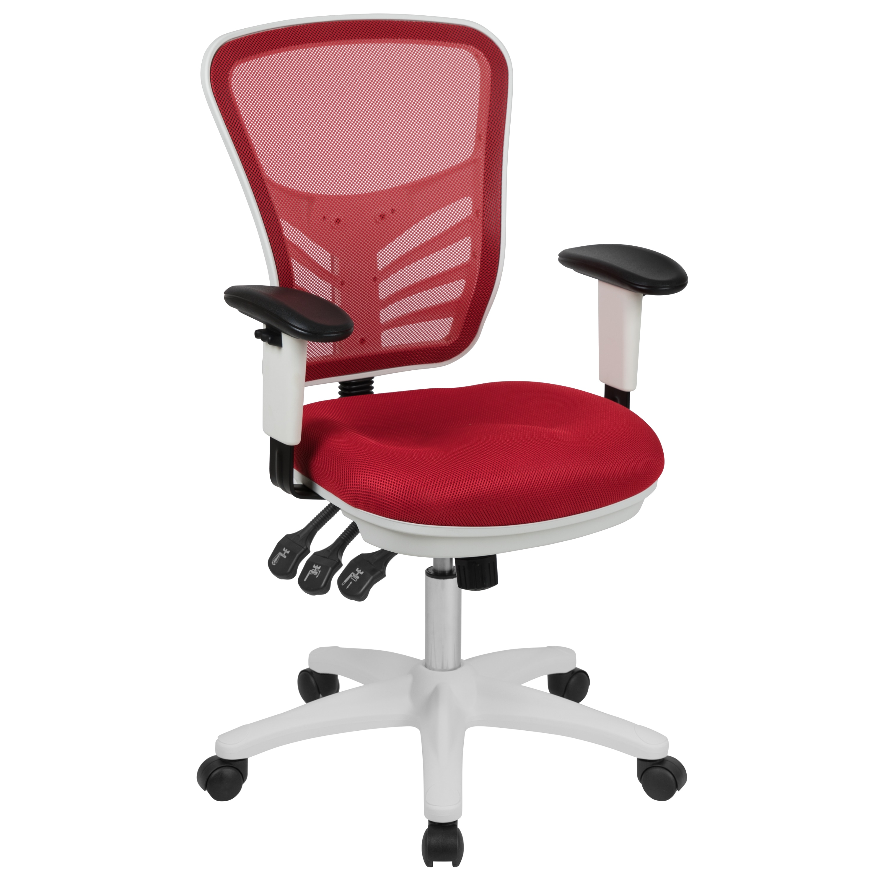 Flash Furniture 889142653172 Nicholas Red Mesh/White Frame Contemporary Adjustable Height Swivel Mesh Executive Chair