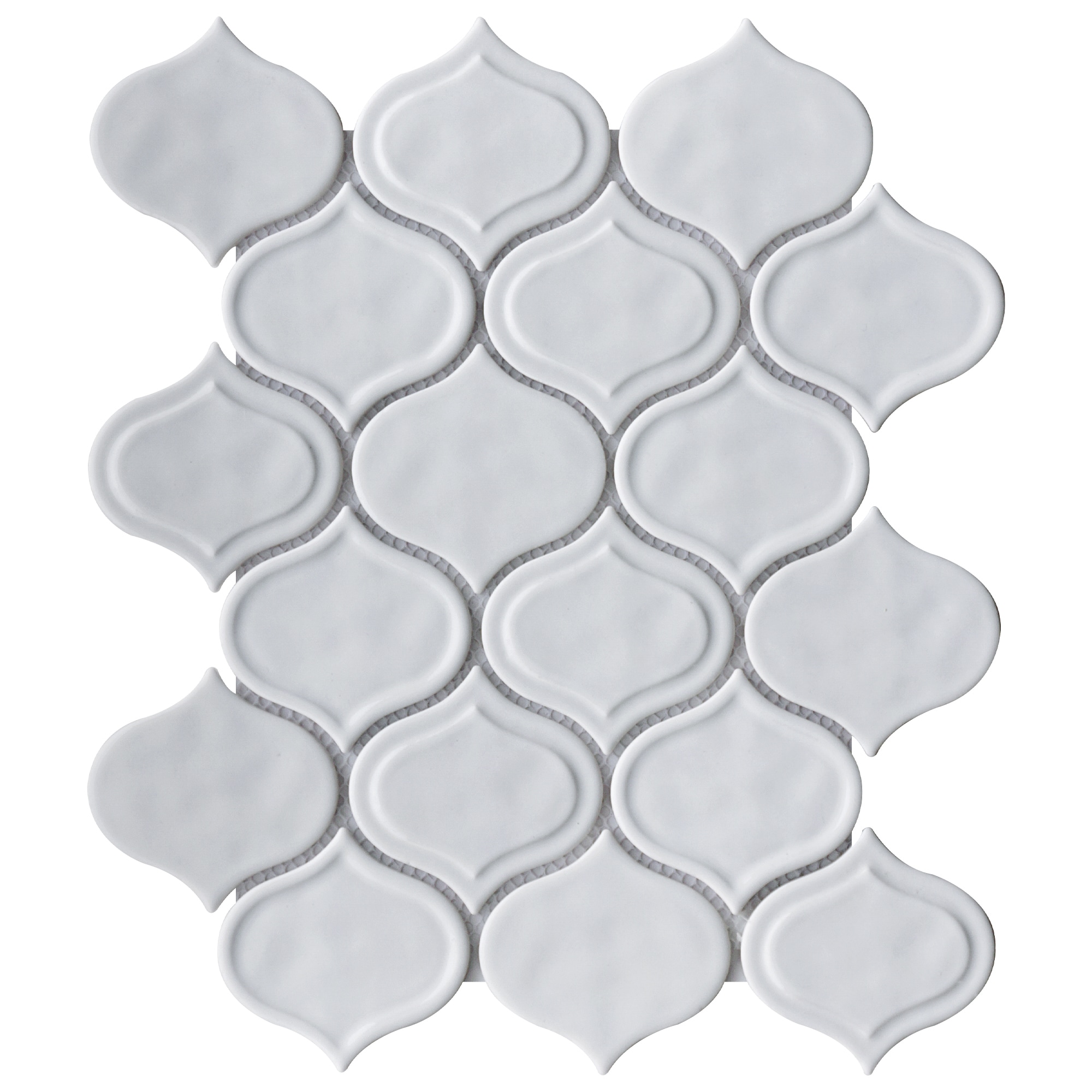 Essential Tile Classen White 9.69-in x 11.97-in Glossy Arabesque Glass Mosaic Tile ( 8.1-sq ft Carton )
