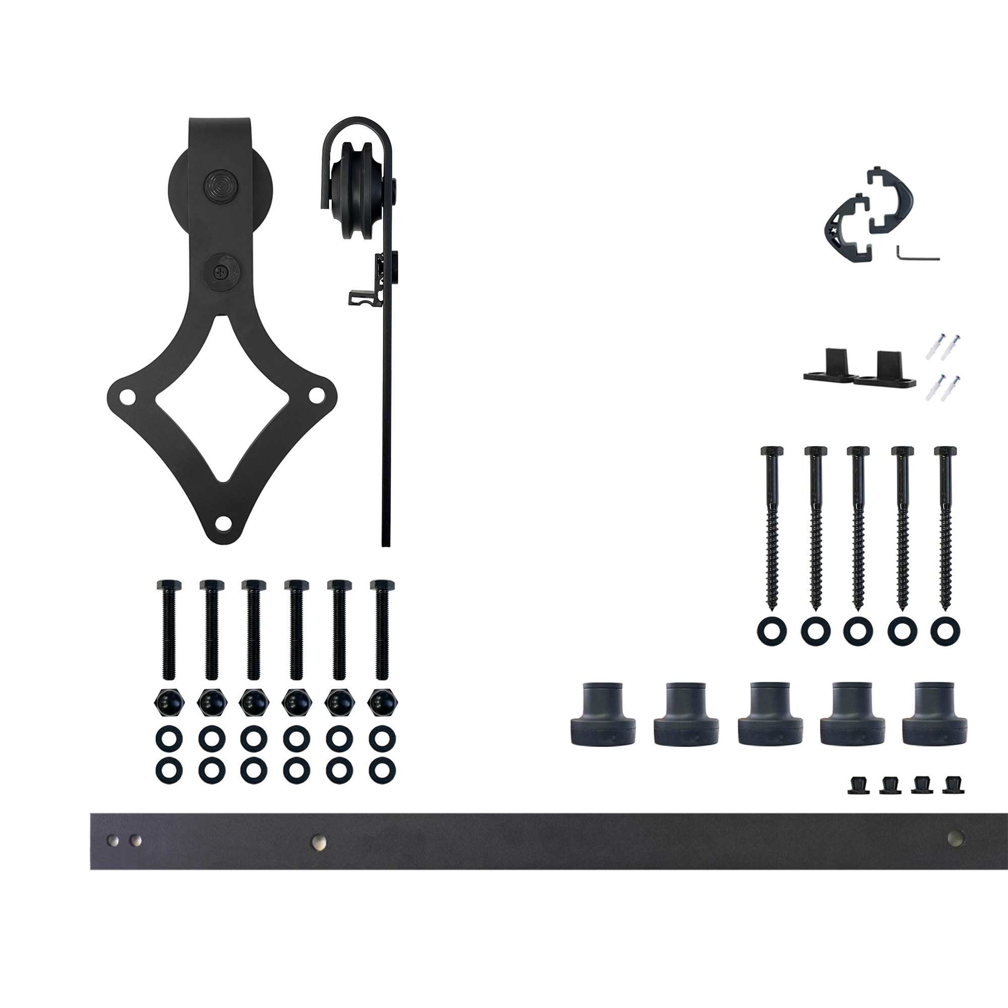 HOMACER LX1TGH079C 79-in Rustic black Black Indoor Diamond Single Barn door hardware kit