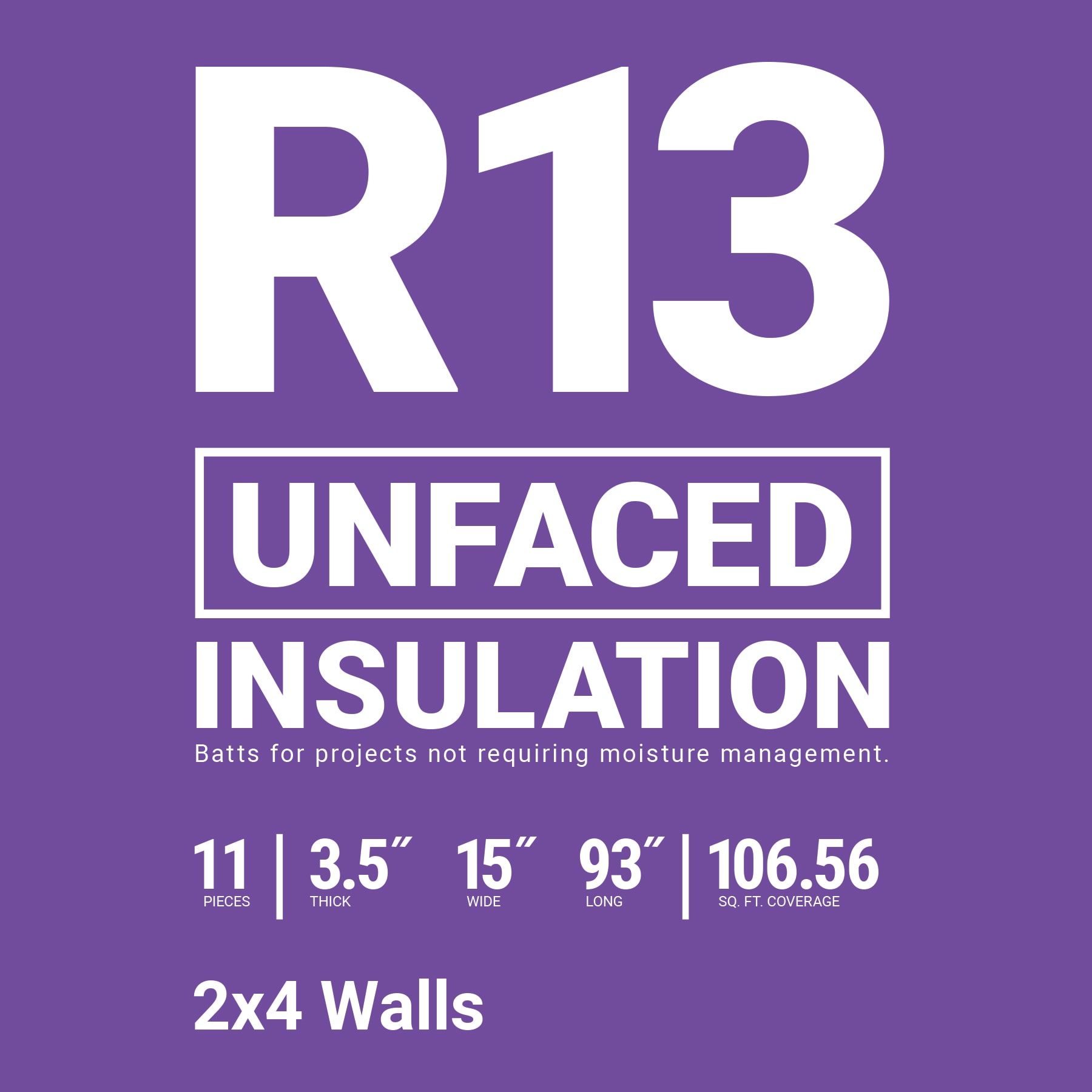 R13 3 1/2 in x 24 1/4 in x 94 in Bonded Logic UltraTouch Unfaced Insulation  at Tamarack Materials, Inc.