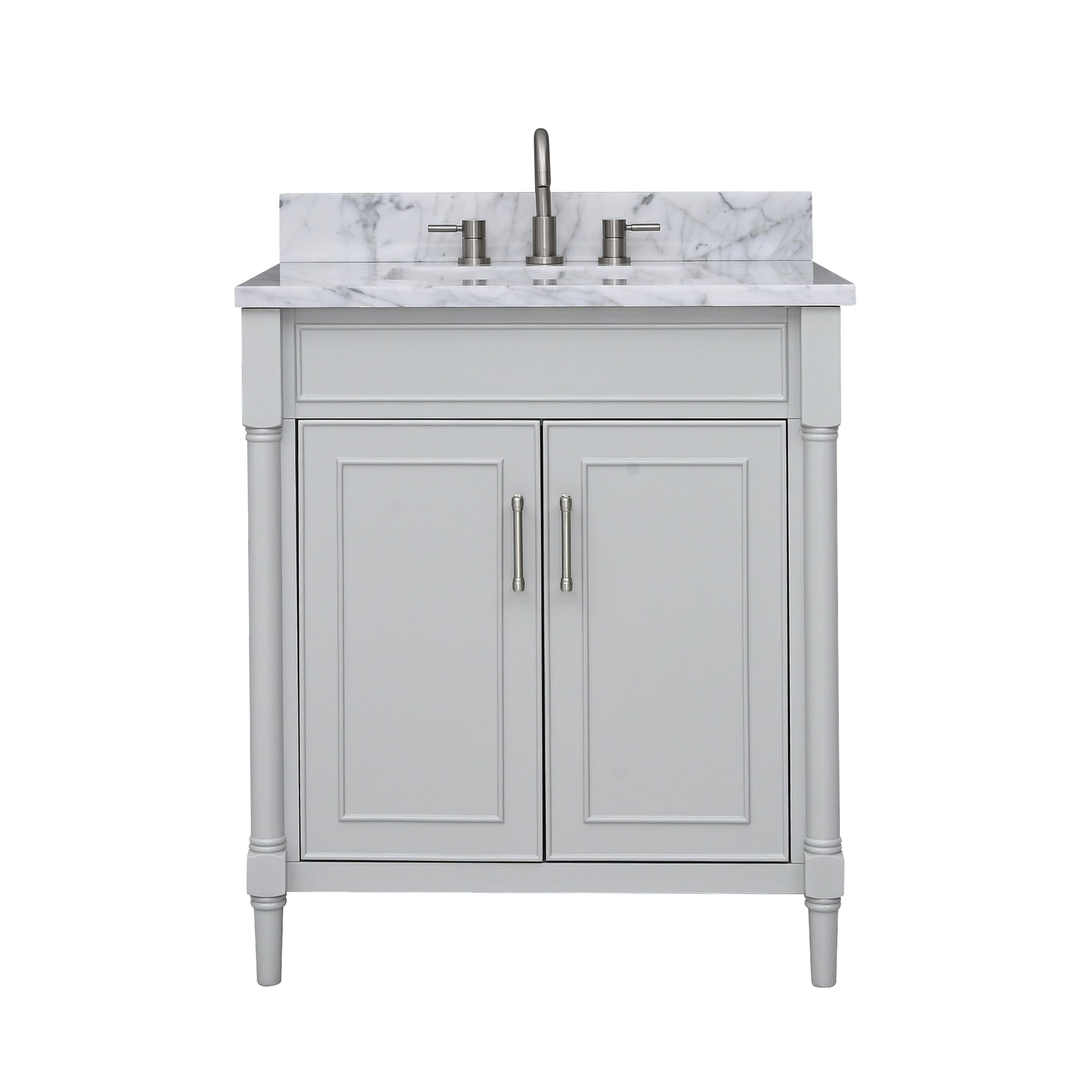 Light Gray Freestanding Single Vanity with Carrara Marble Top
